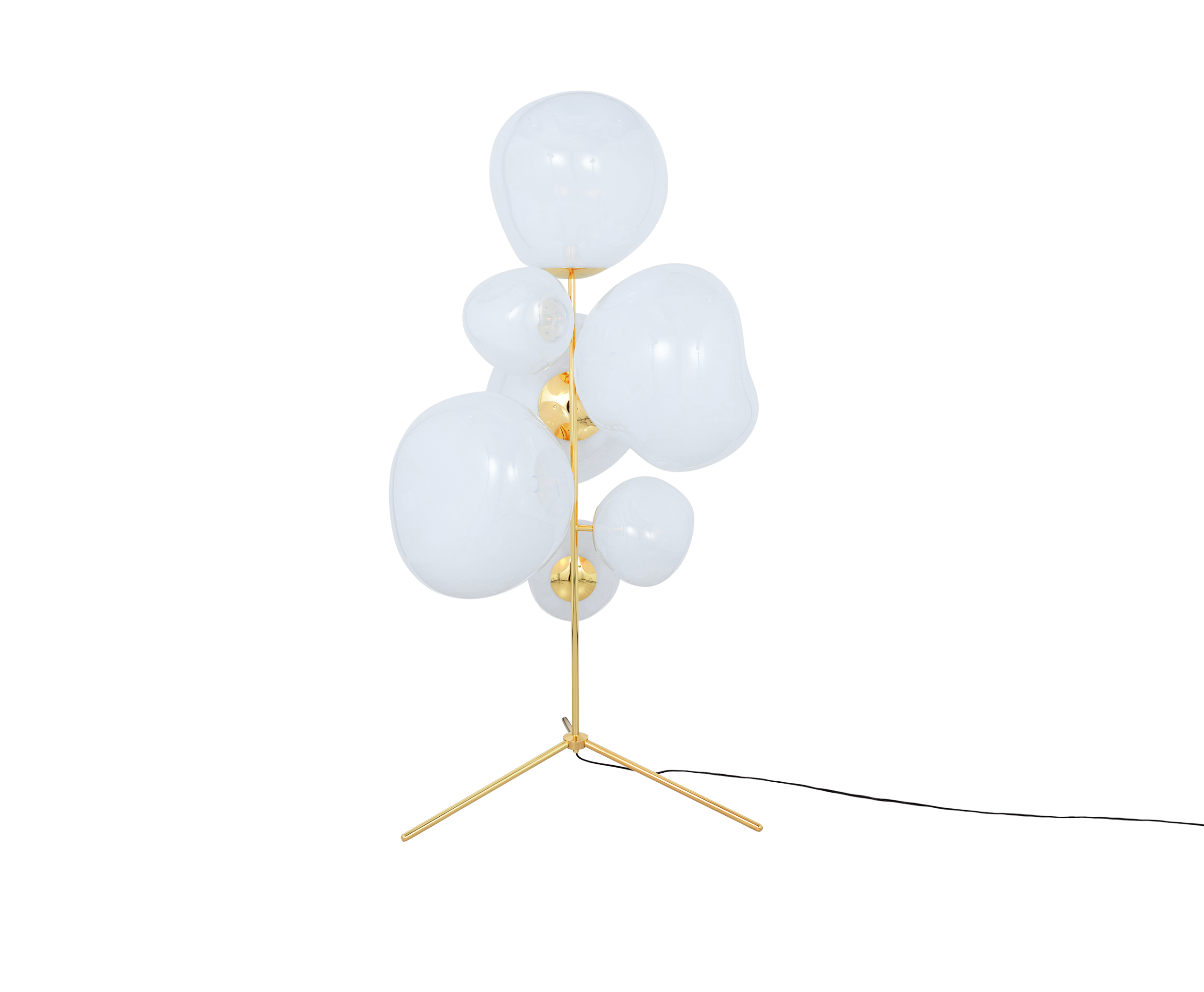 Stehlampe MELT in Opal mit goldener Veredelung