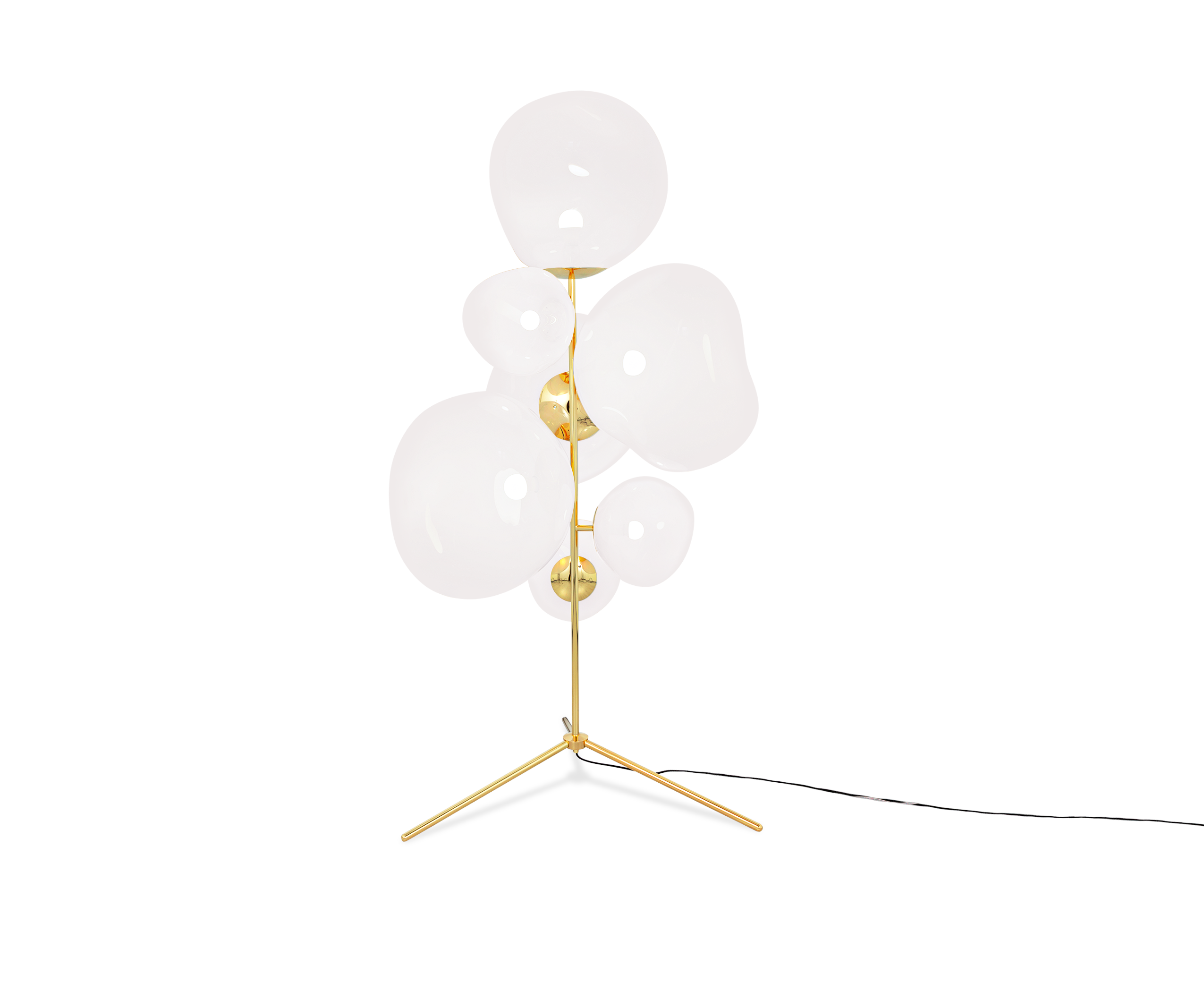 Stehlampe MELT in Opal mit goldener Veredelung