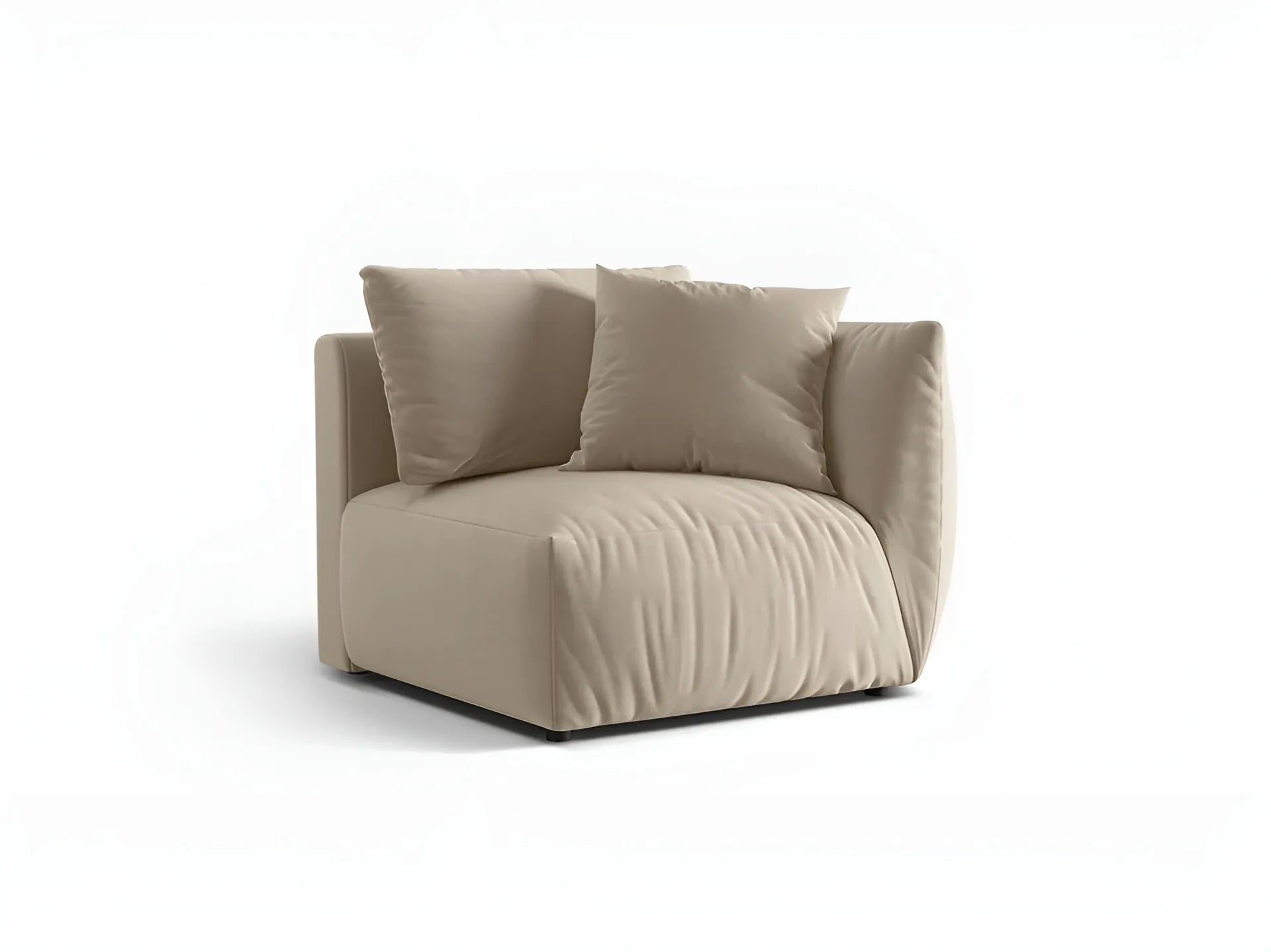 Samt-Modulsessel CHRIS - rechte Element ecru