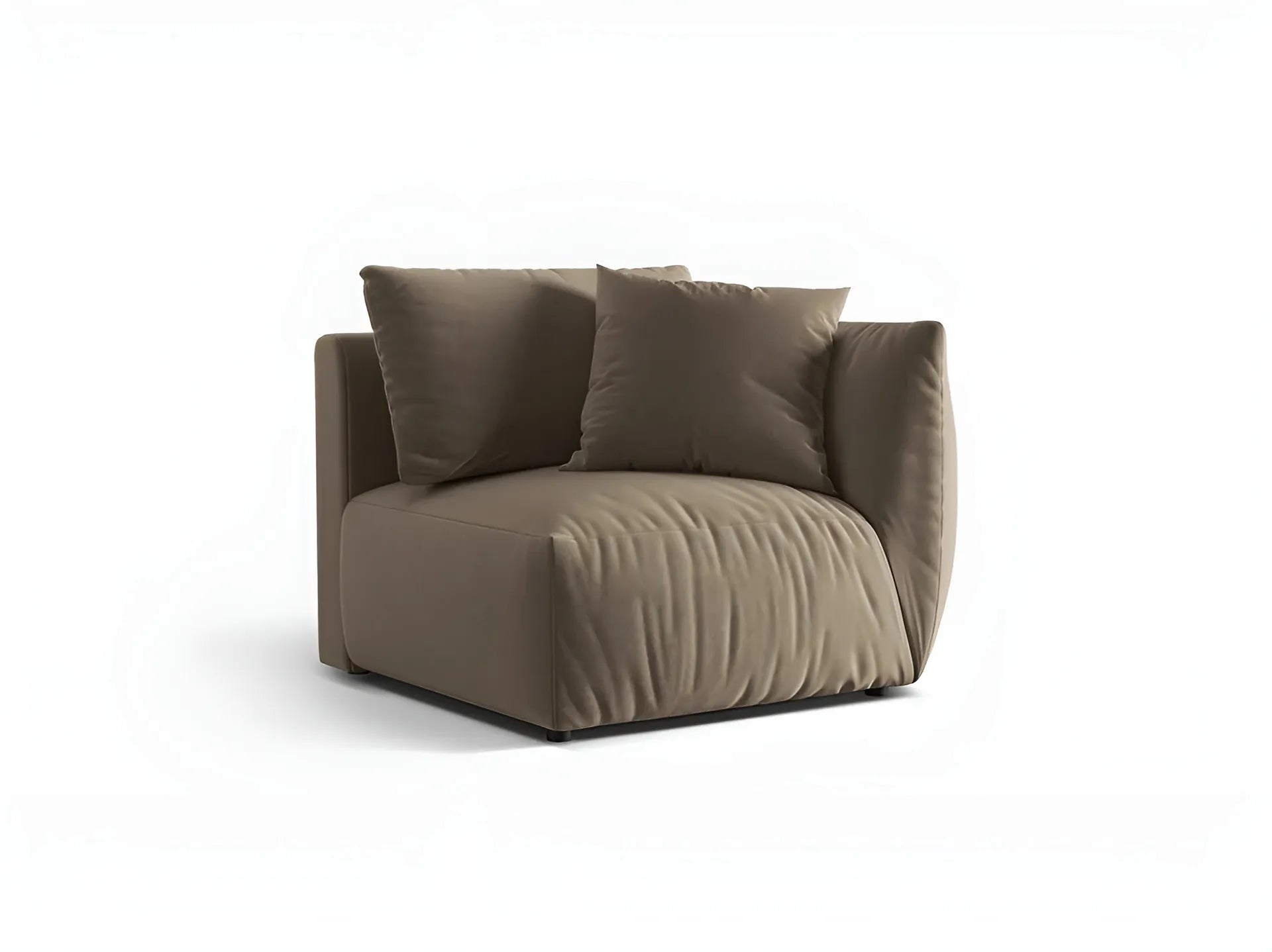 Modulares Samtsofa CHRIS - rechte Element in Hellbraun