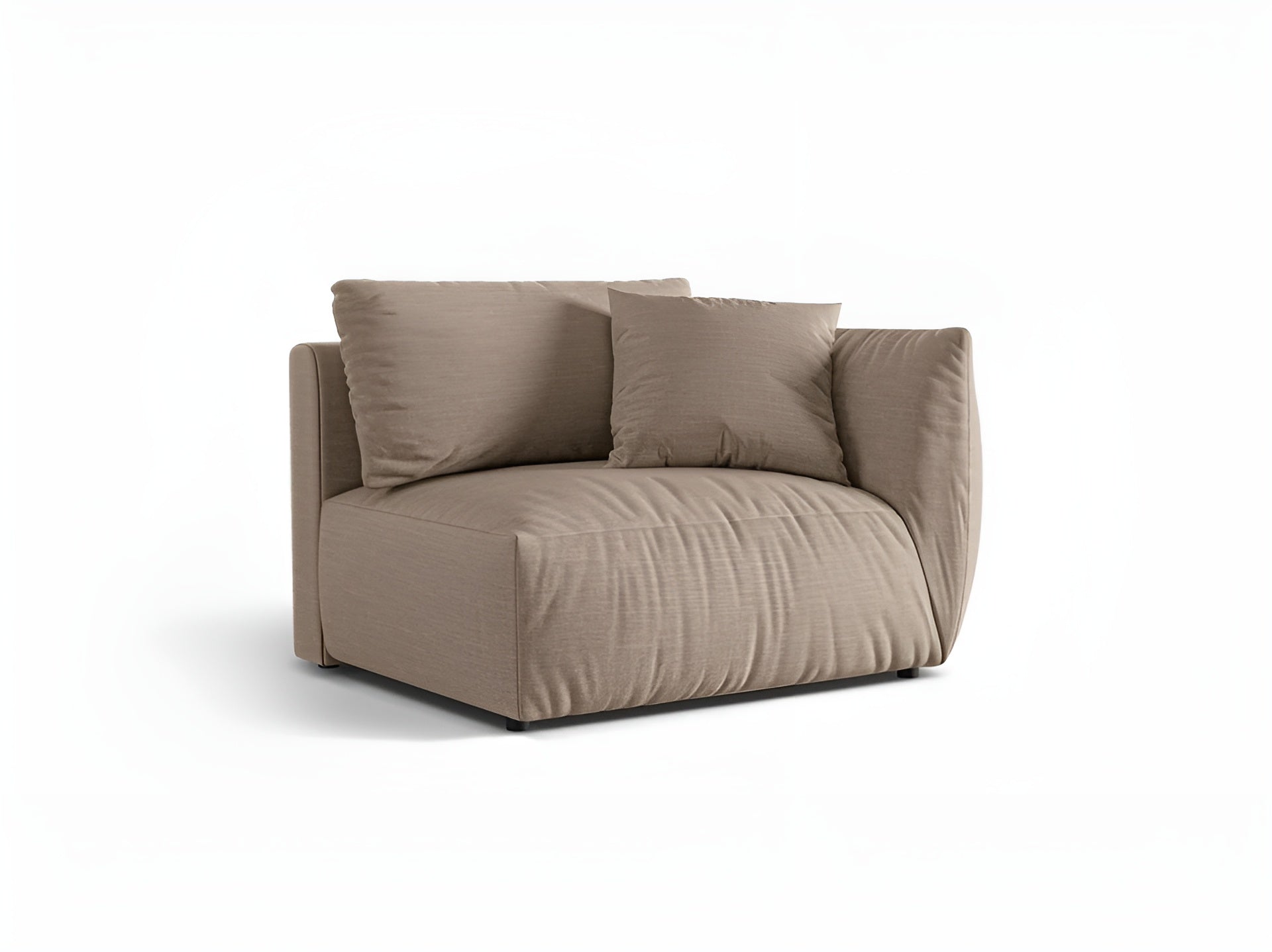 Modulares Sofa CHRIS - breites Element rechtsseitig sandfarbener Chenille