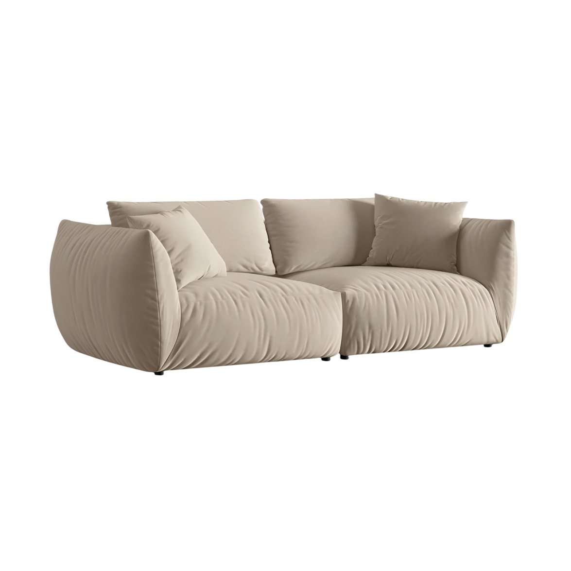 CHRIS ecru velvet sofa for 4 people