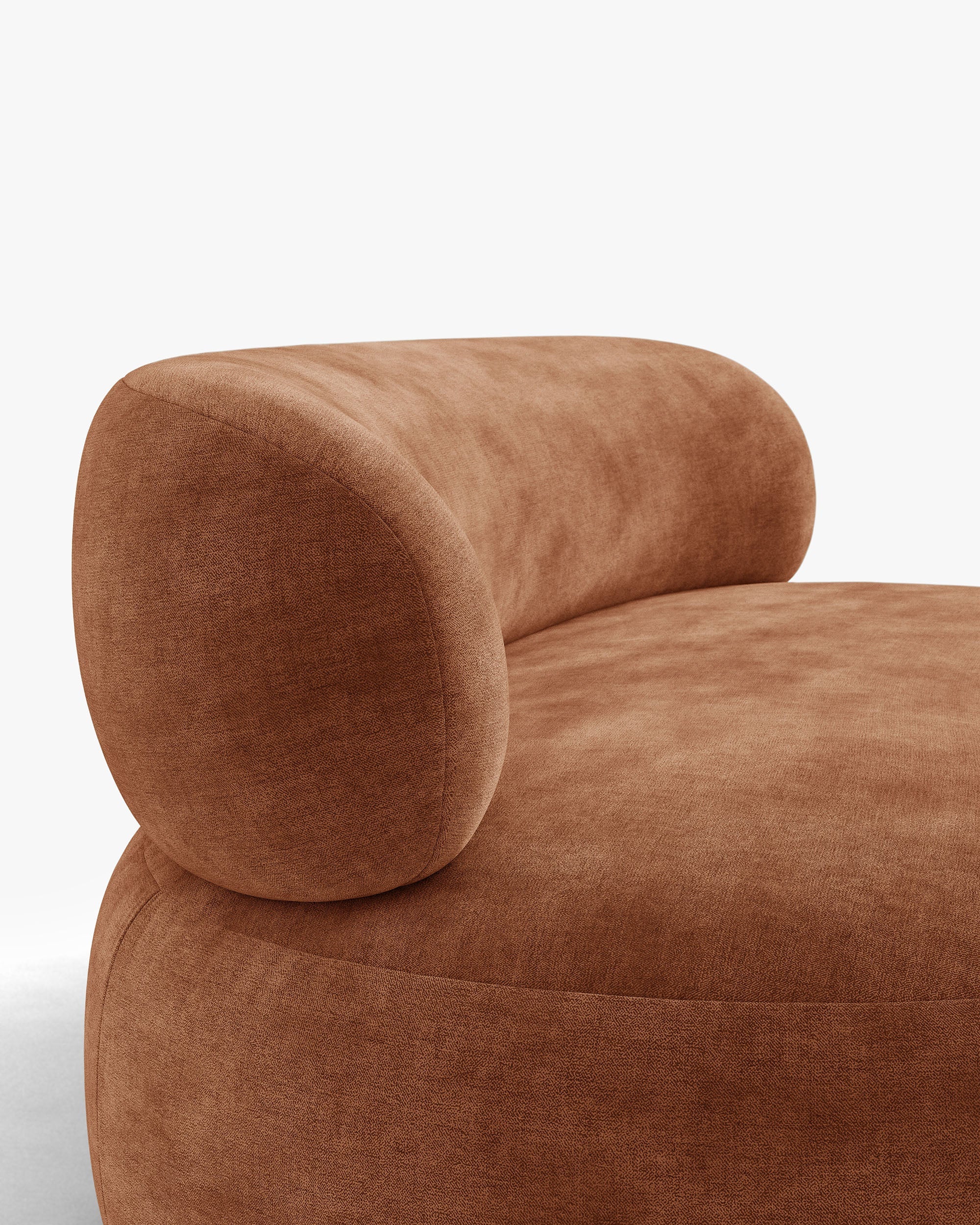 Sofa für 3 Personen AURA in ziegelrotem Chenille