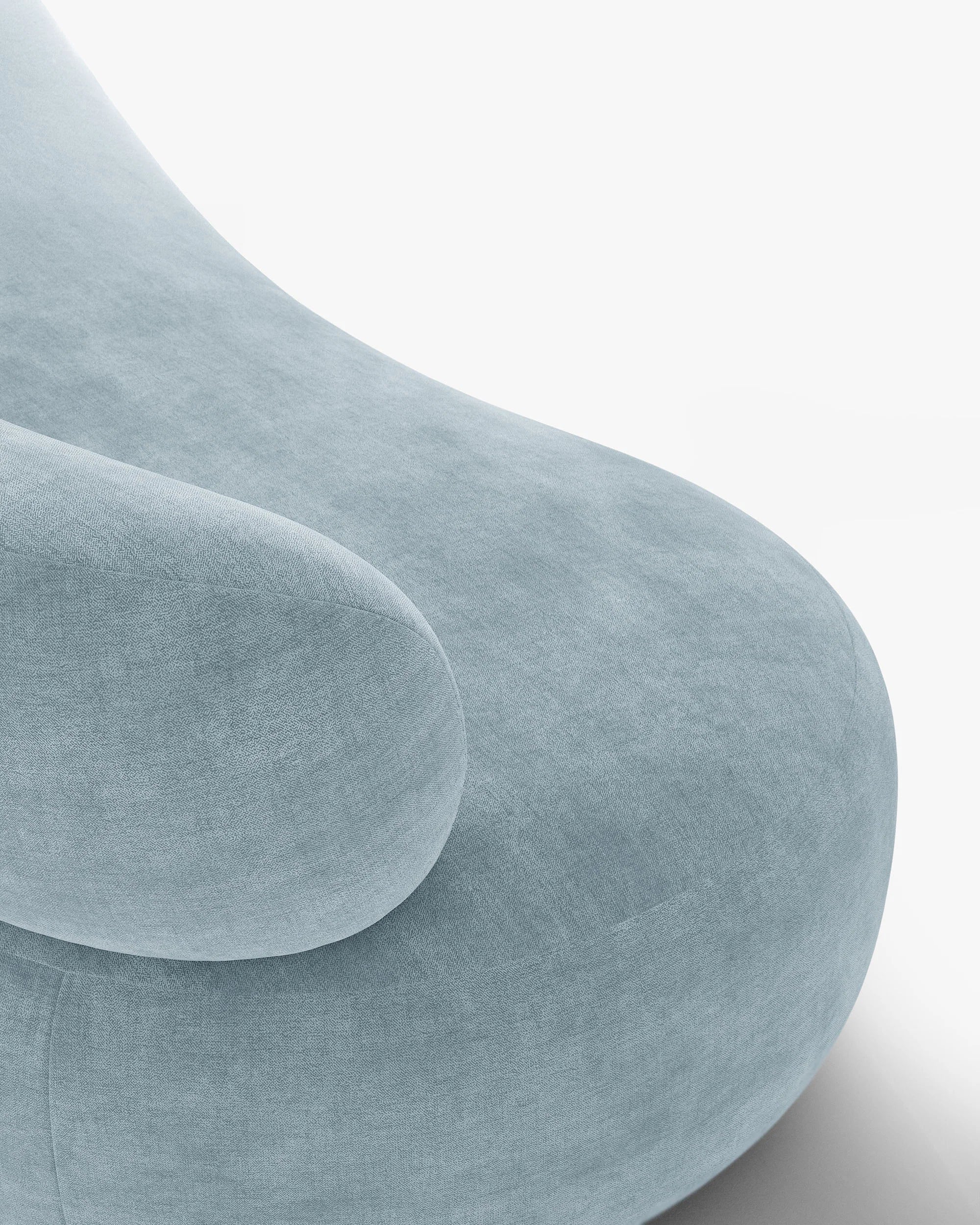Sofa für 3 Personen AURA in pastellblauem Chenille