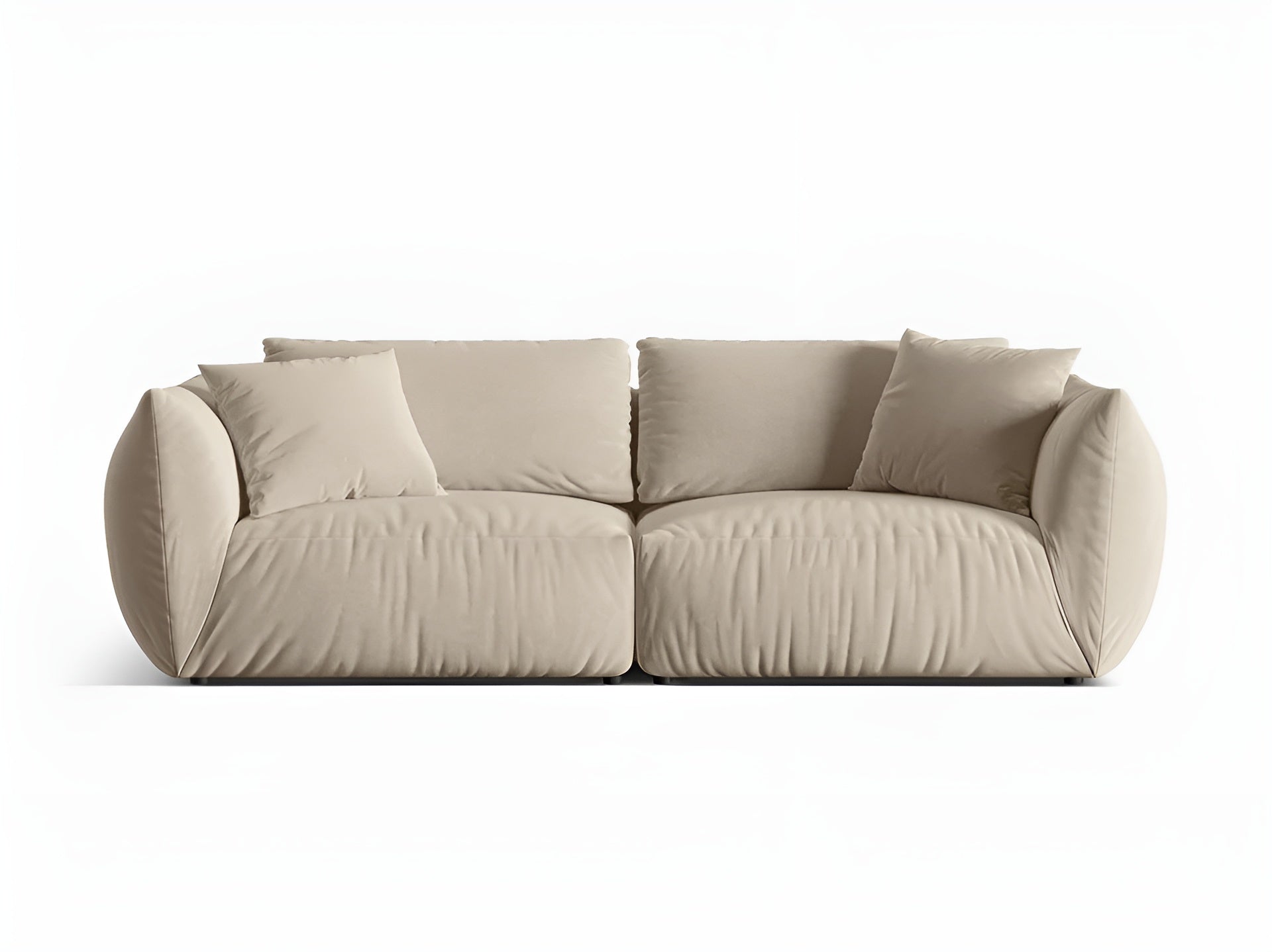 CHRIS ecru velvet sofa for 4 people