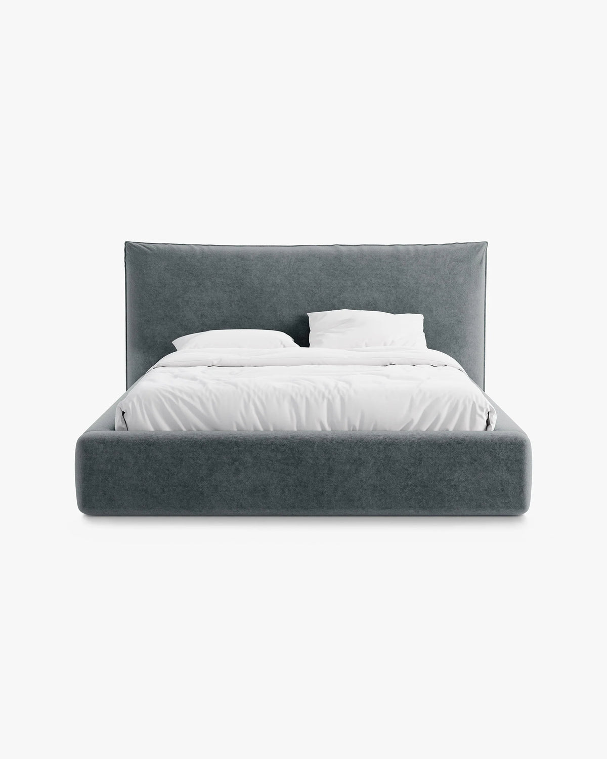 Bett mit Bettkasten KAELLE in grafitfarbenem Chenille