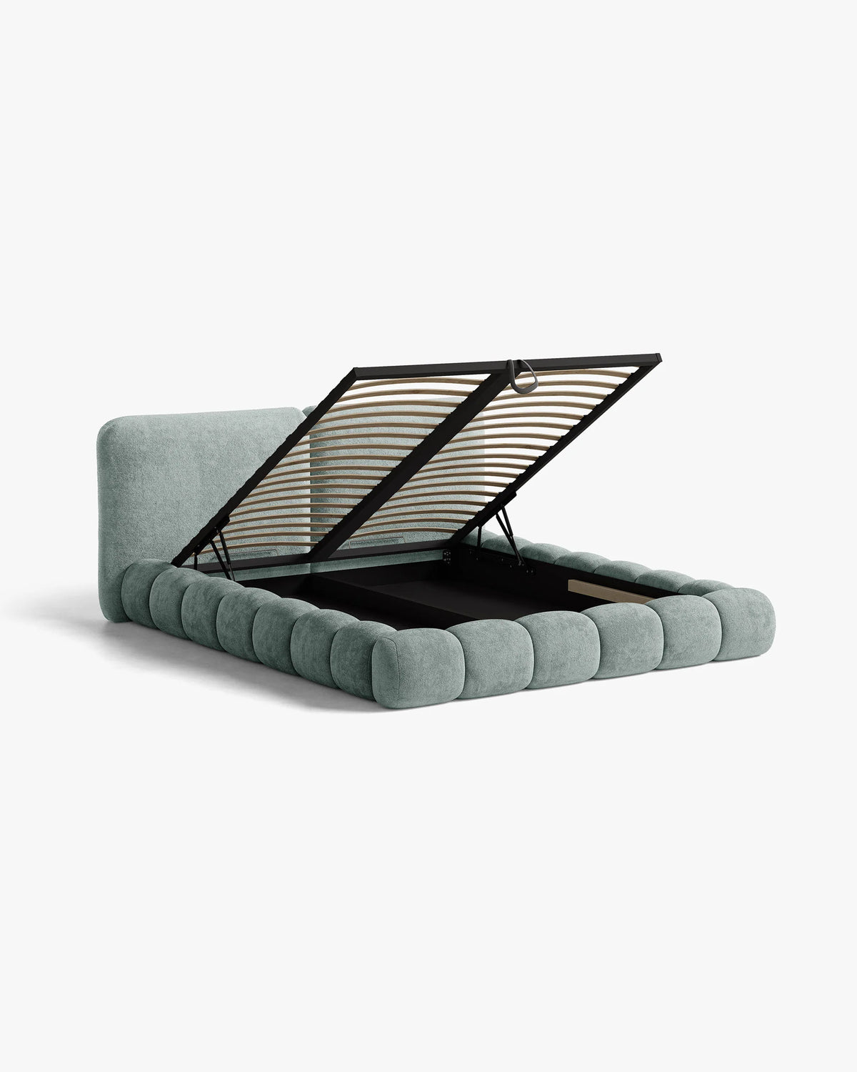 Bett SOLANGE hellblaues Chenille
