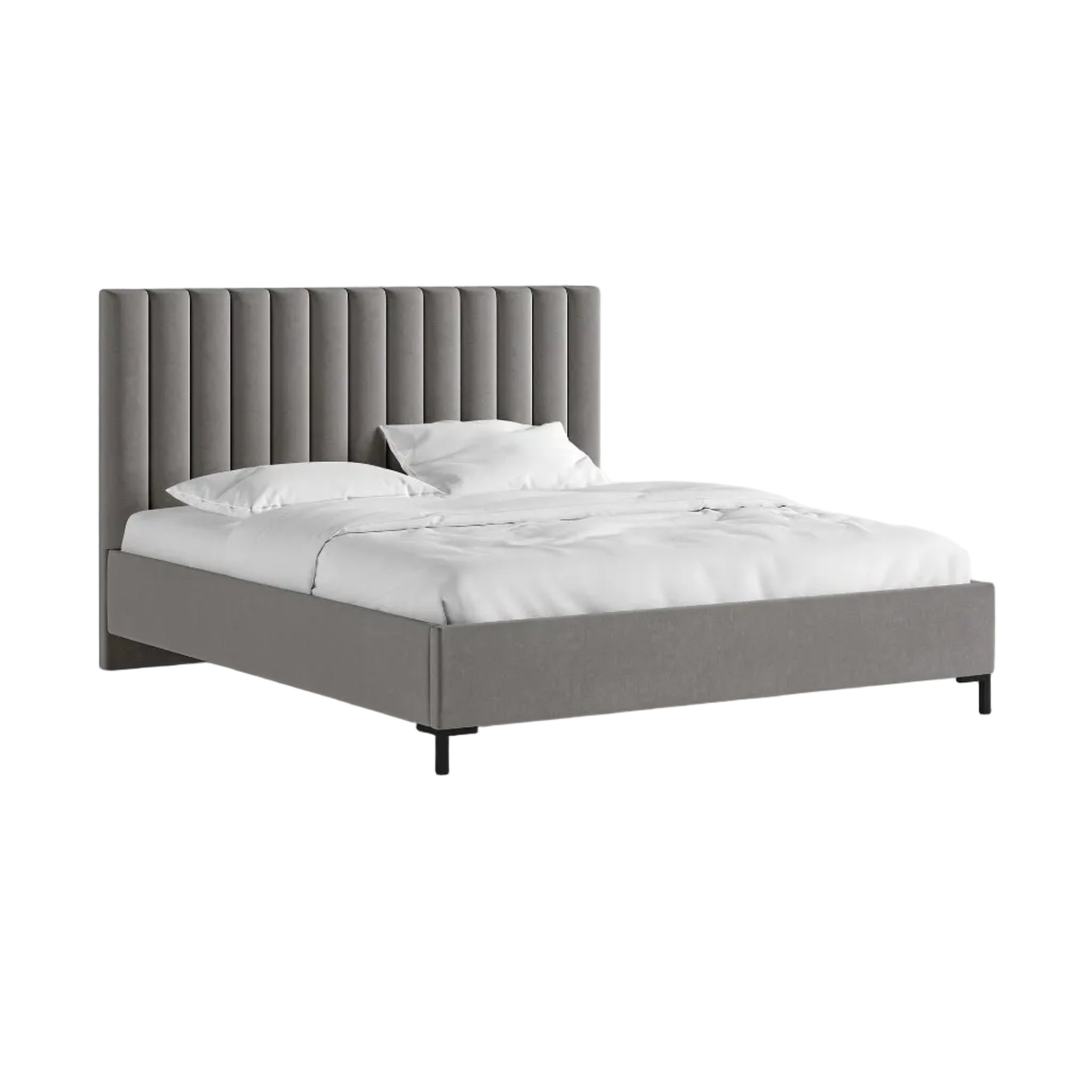 Samt-Bett mit Bettkasten ALLISON grau