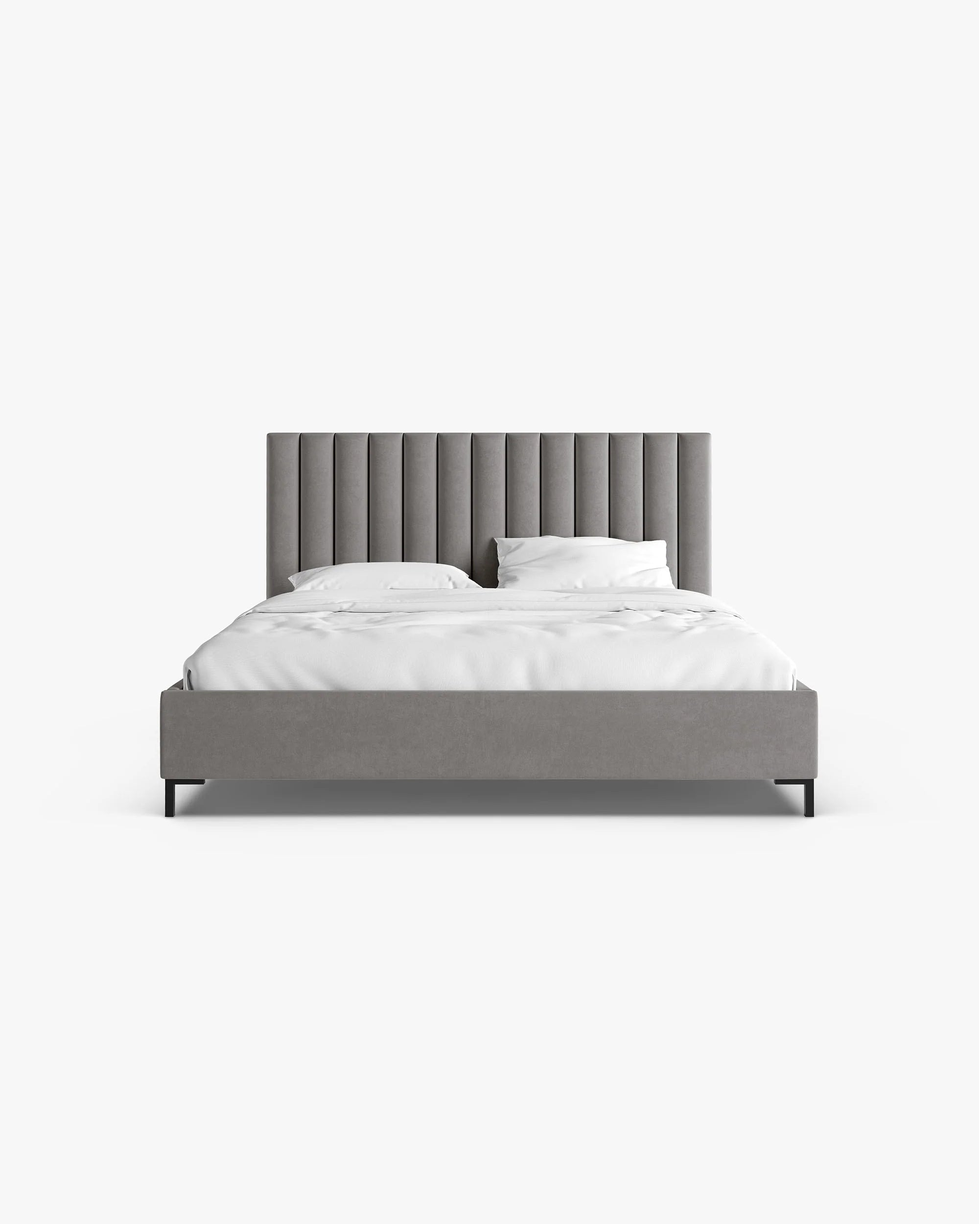 Samt-Bett mit Bettkasten ALLISON grau