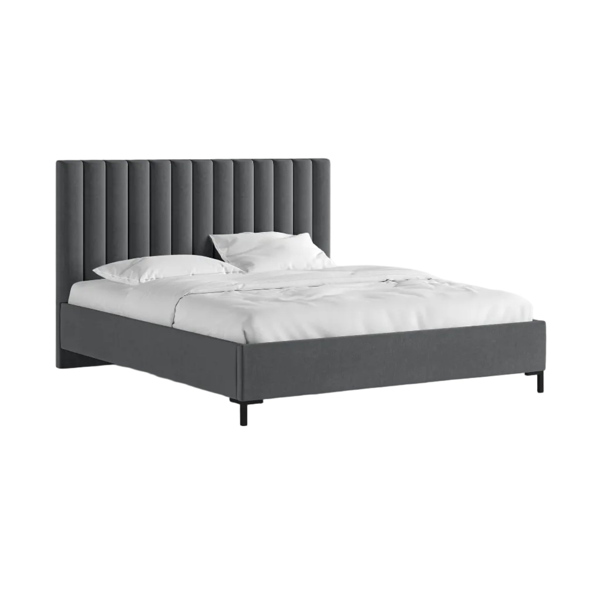 Samt-Bett mit Bettkasten ALLISON dunkelgrau