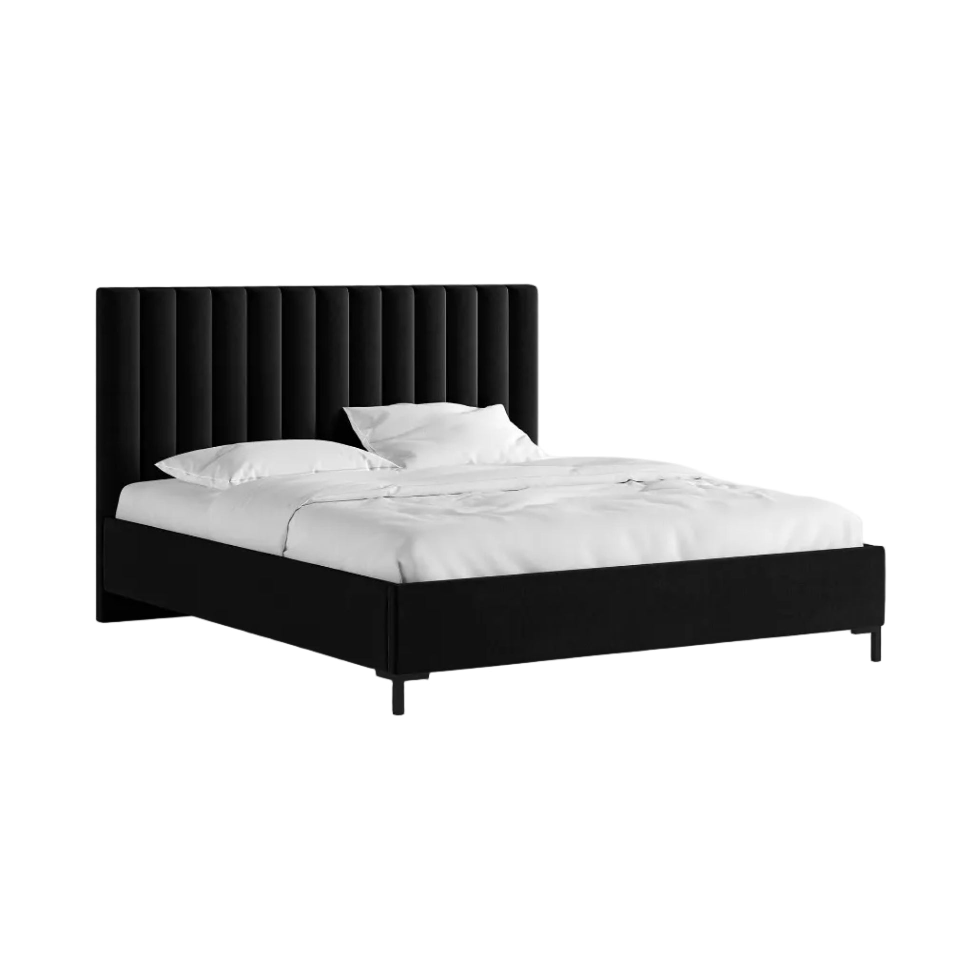 Samt-Bett mit Bettkasten ALLISON schwarz