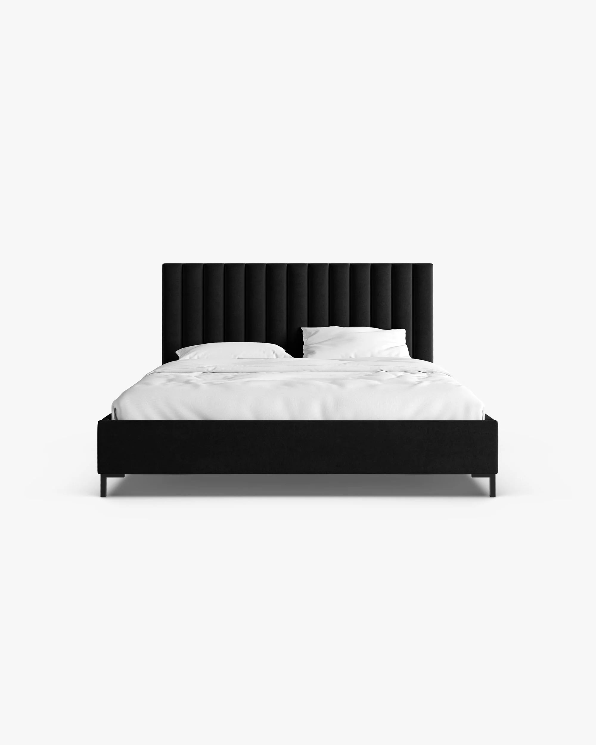 Samt-Bett mit Bettkasten ALLISON schwarz