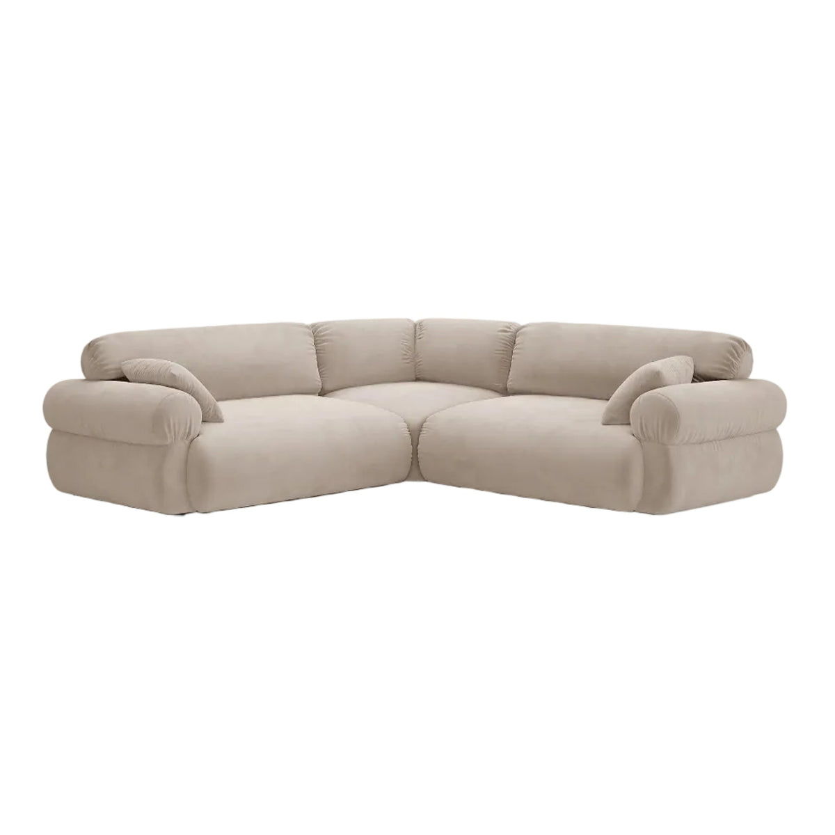 Symmetrische Samt-Eckcouch OPHELIA beige