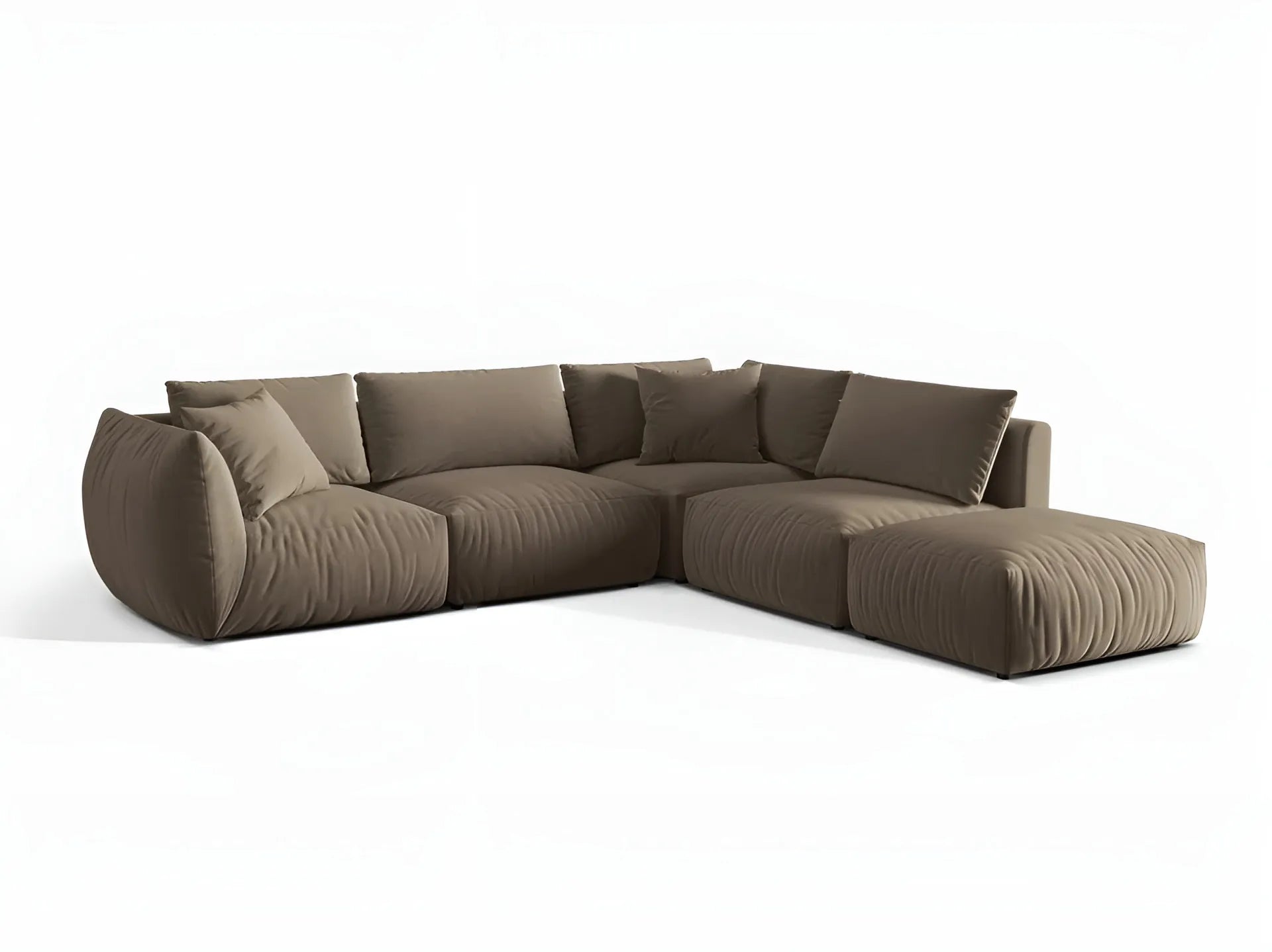 Modular velvet corner sofa for 4 people right-facing CHRIS light brown