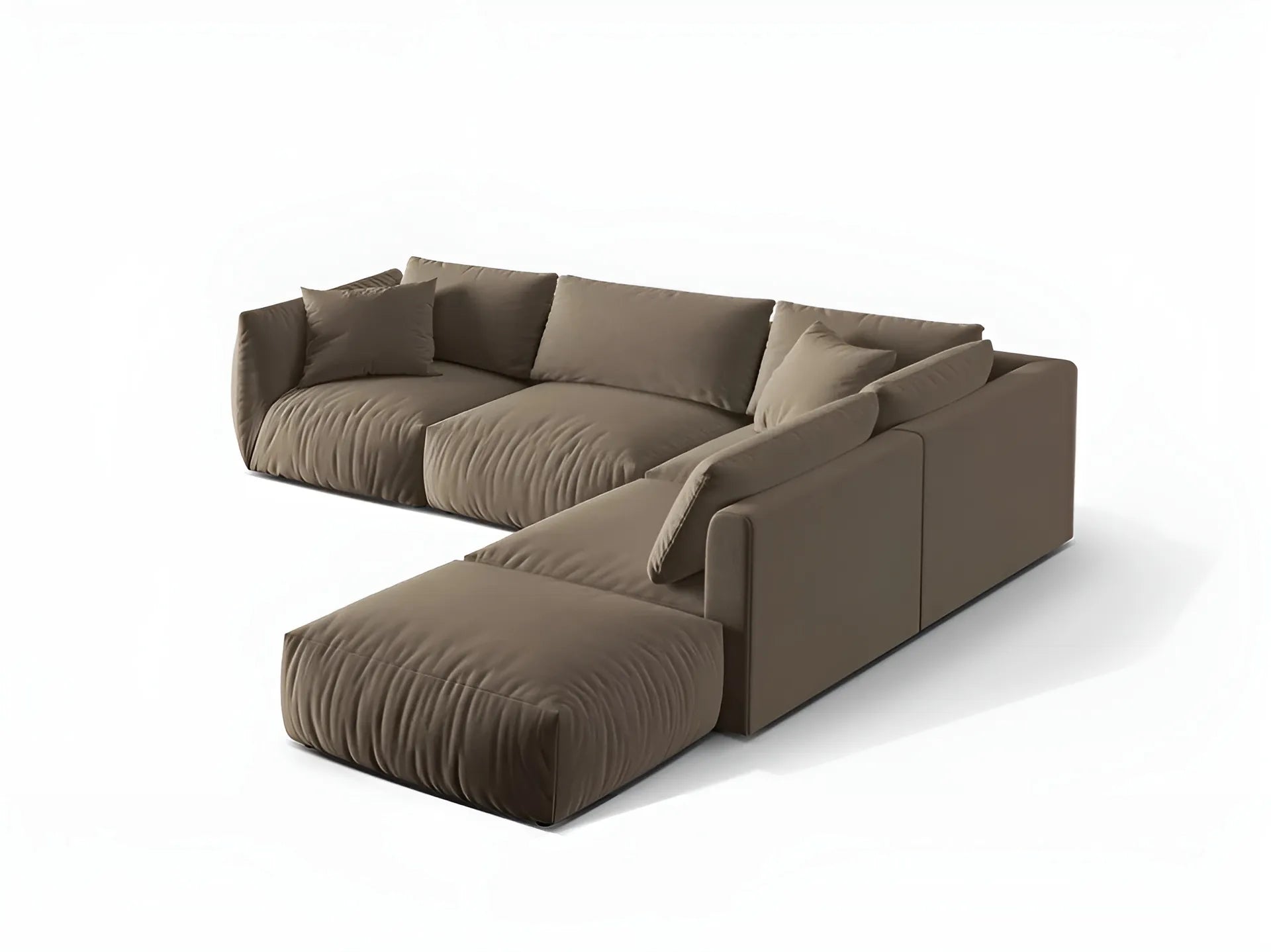 Modular velvet corner sofa for 4 people right-facing CHRIS light brown