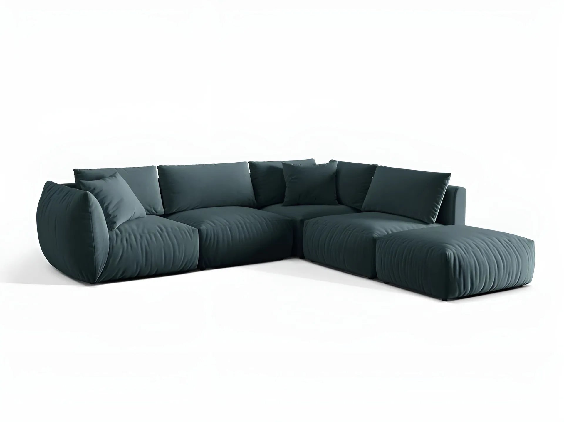 Modulares Samtsofa für 4 Personen, rechtsseitig, CHRIS, hellblau
