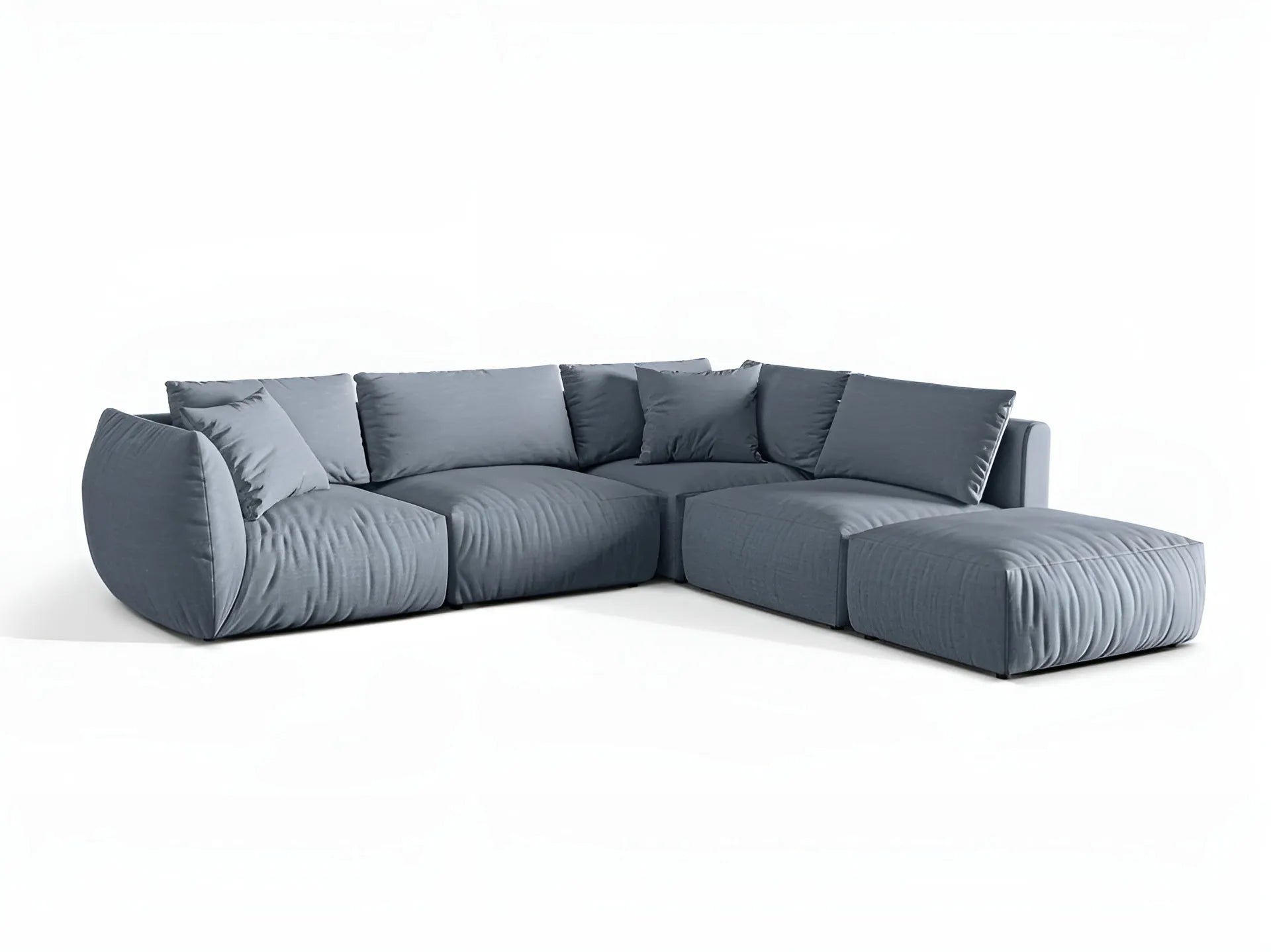 Right-facing modular corner sofa for 4 people CHRIS light blue chenille