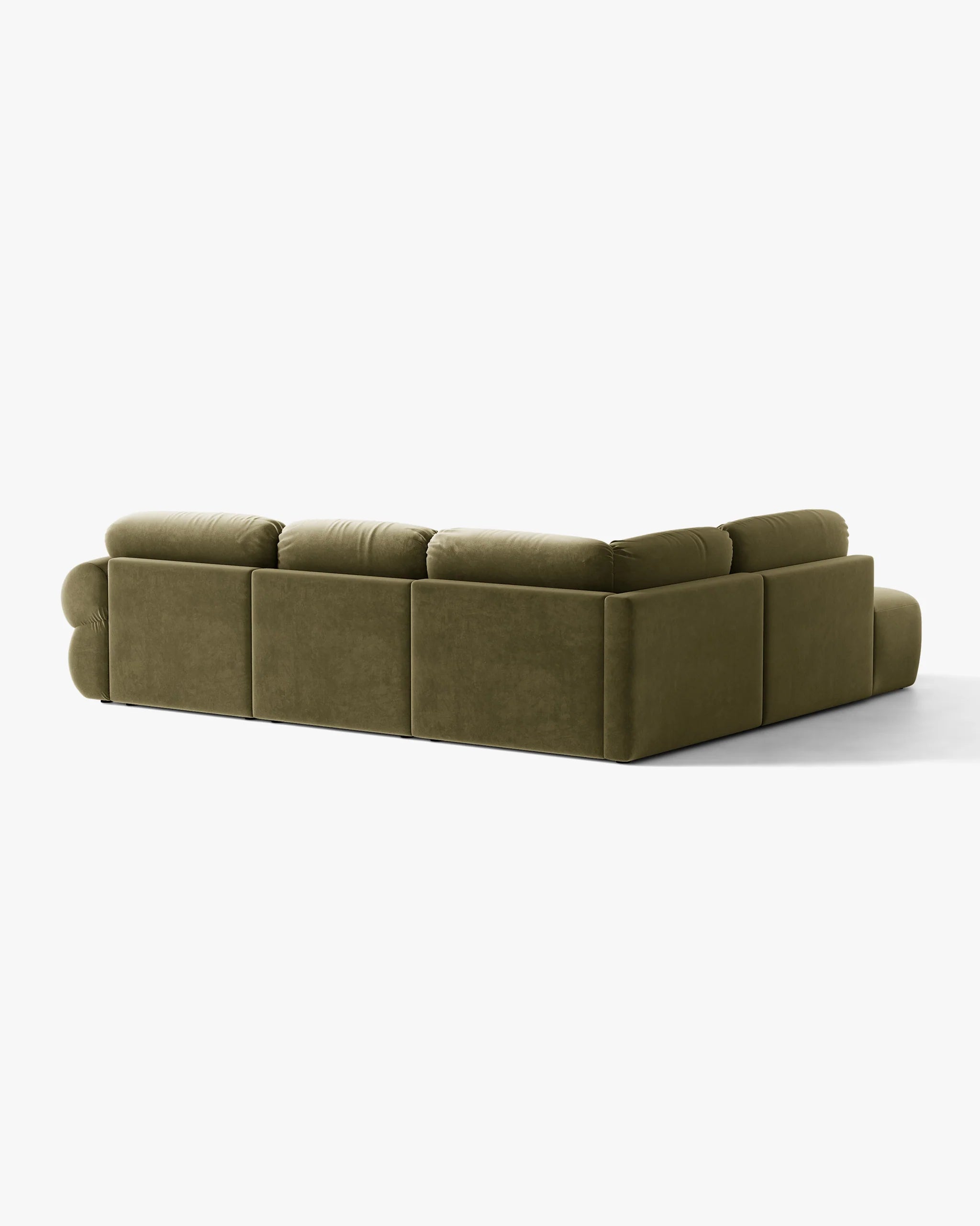 Samt-Ecksofa links OPHELIA in Olivgrün