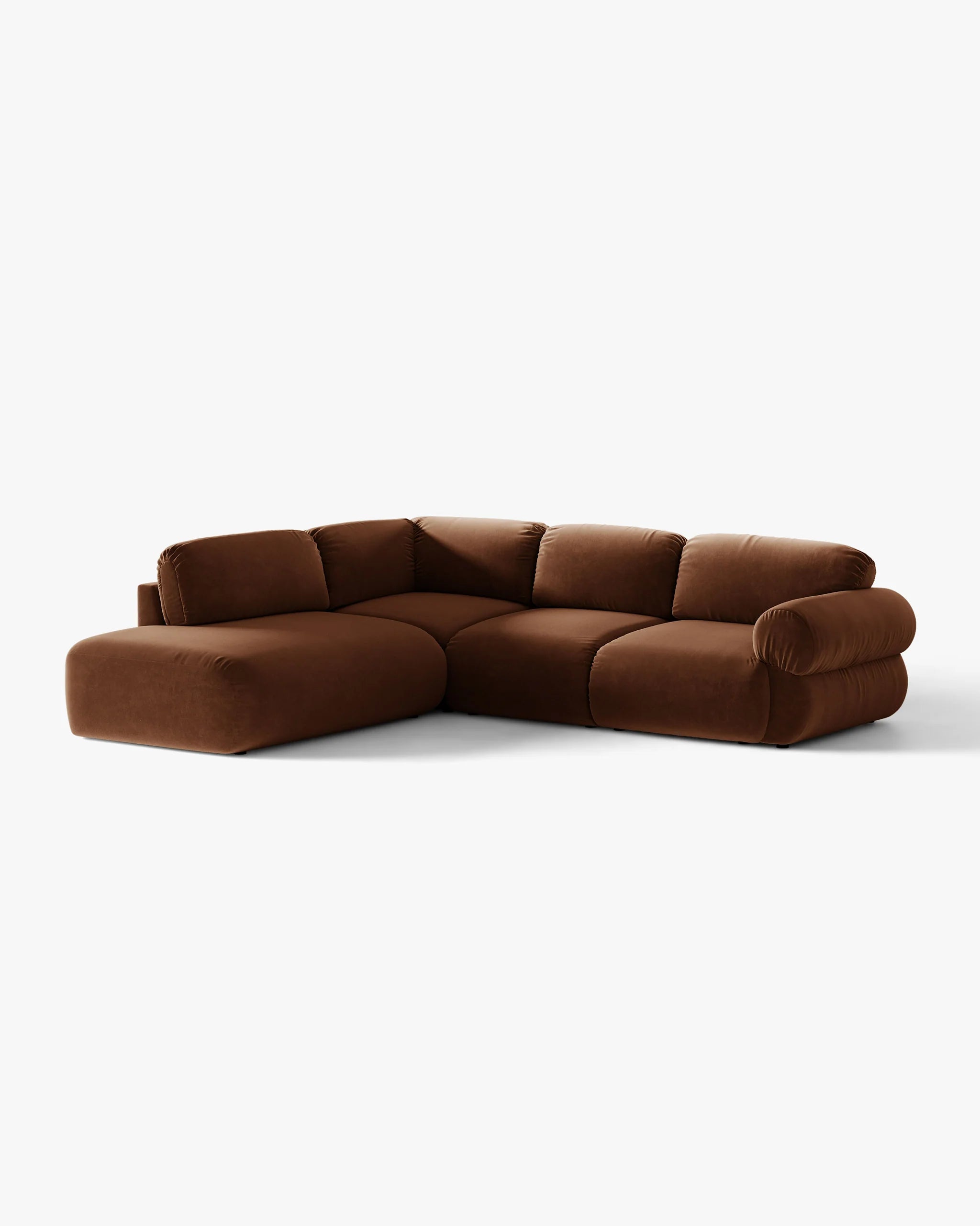 Samt-Ecksofa links OPHELIA in Braun