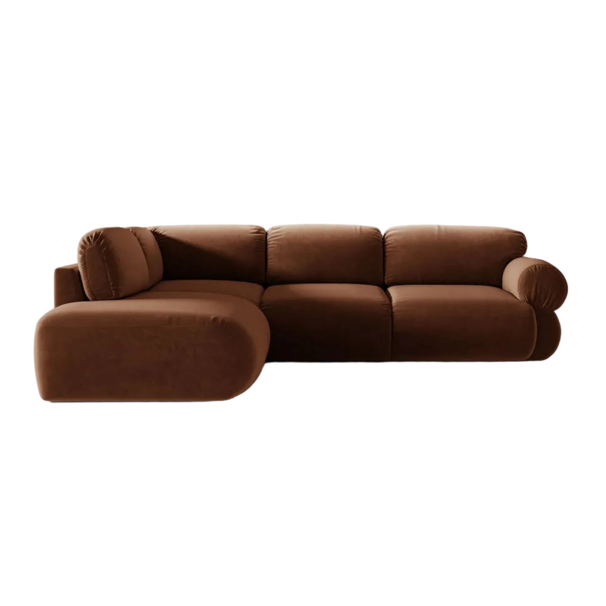 Samt-Ecksofa links OPHELIA in Braun