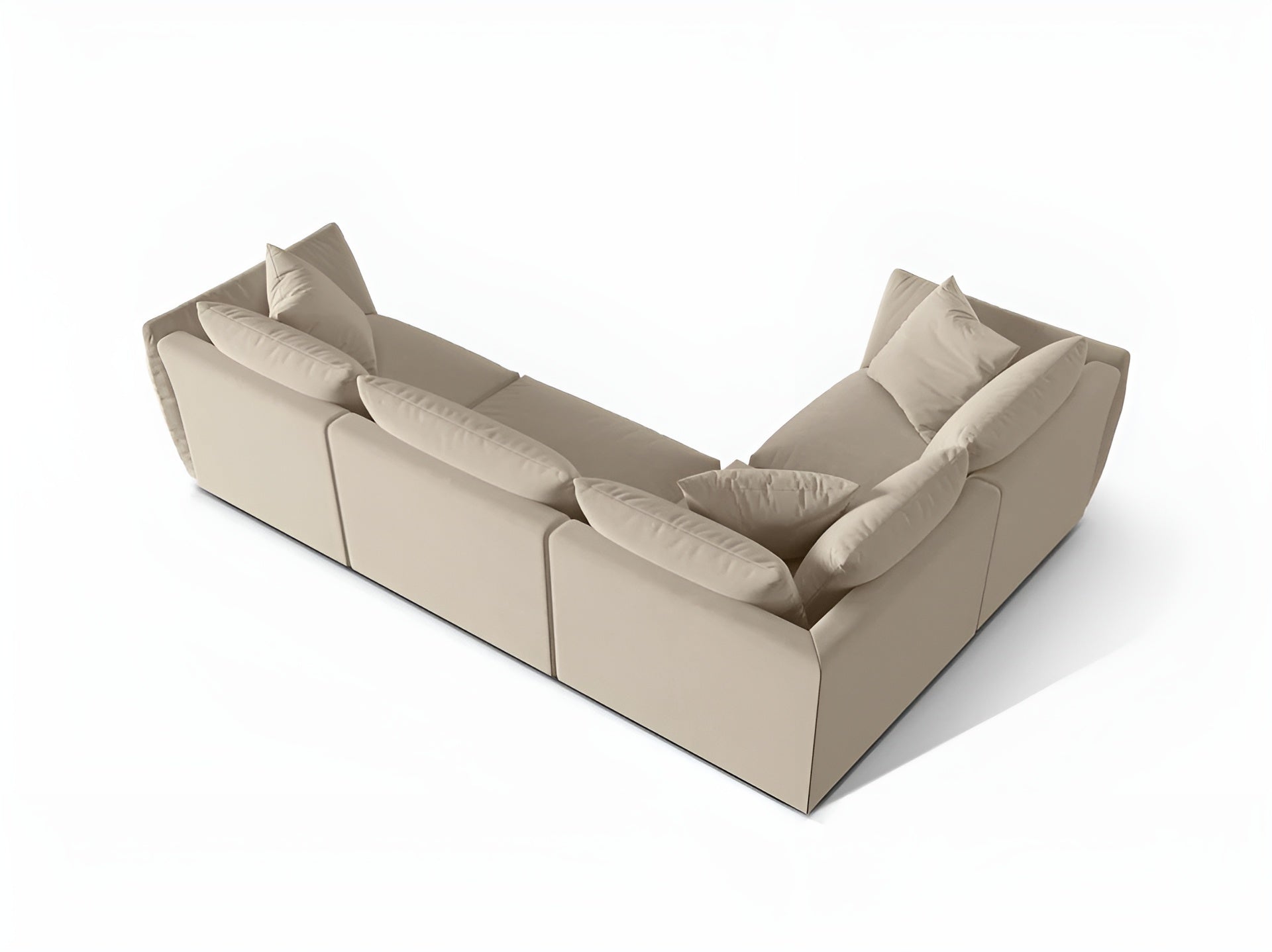 Velvet corner sofa for 4 people, left-sided CHRIS ecru