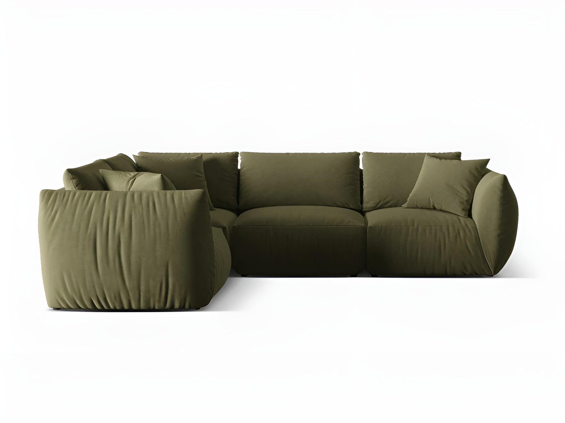 Velvet corner sofa for 4 people, left-sided CHRIS in light green
