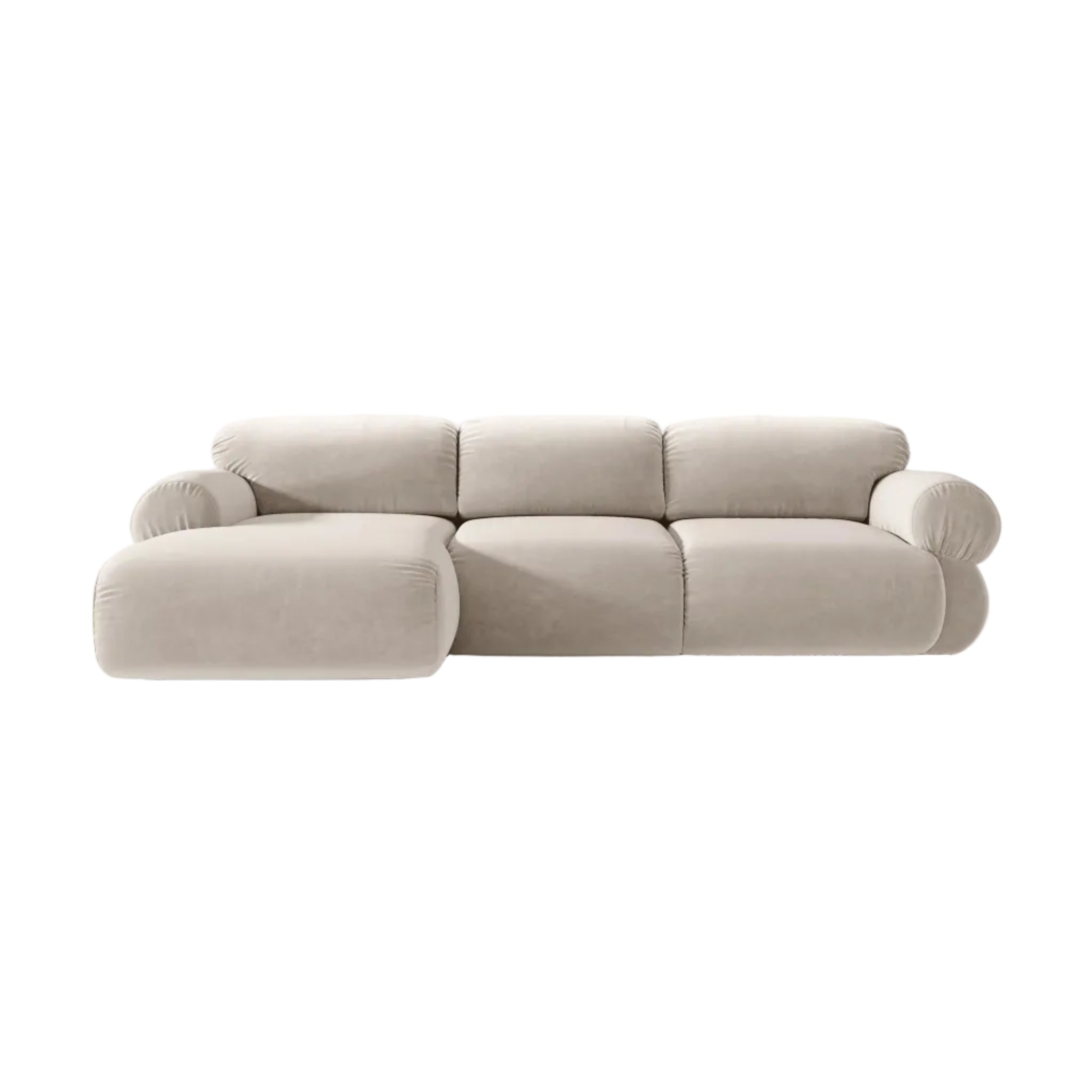 3-sitziger Samt-Ecksofa links OPHELIA beige