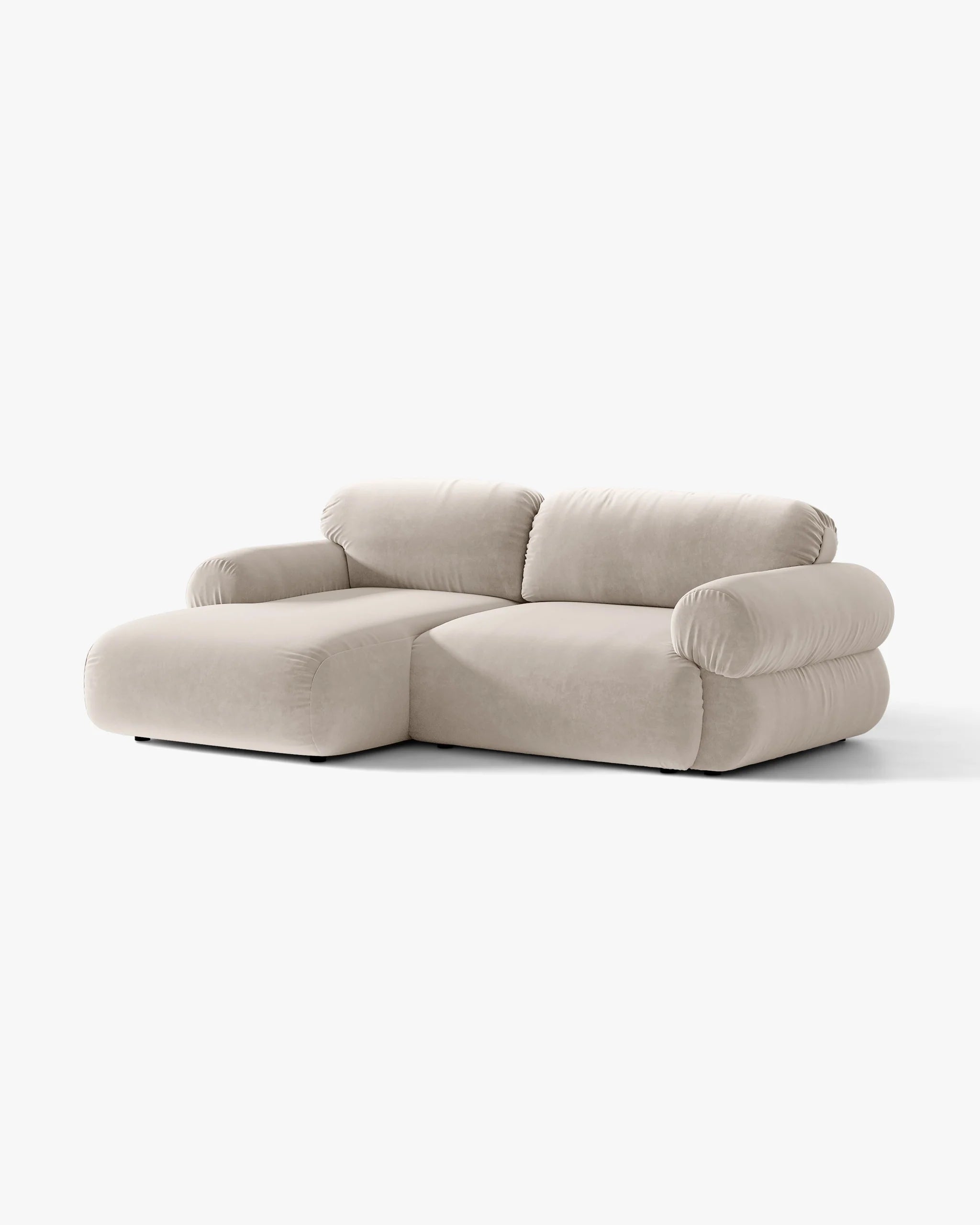 Zweisitzer-Ecksofa aus Samt links OPHELIA beige