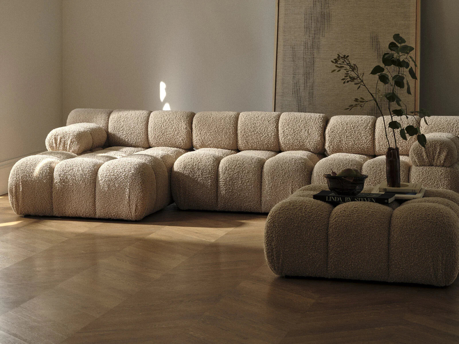 Modulares Samtsofa für 2 Personen BELLIS in Cappuccino