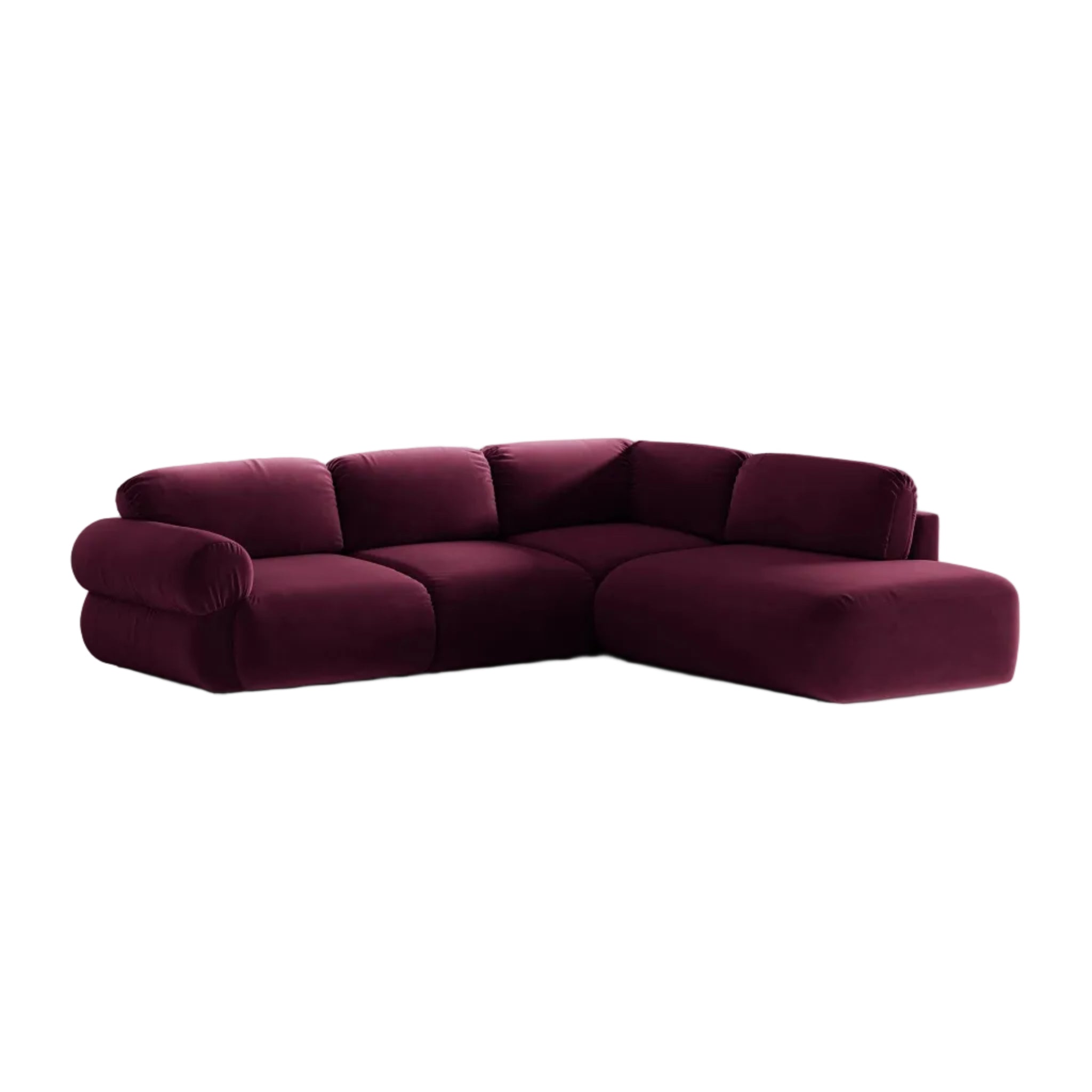 Samt-Ecksofa rechts OPHELIA in Burgunderrot