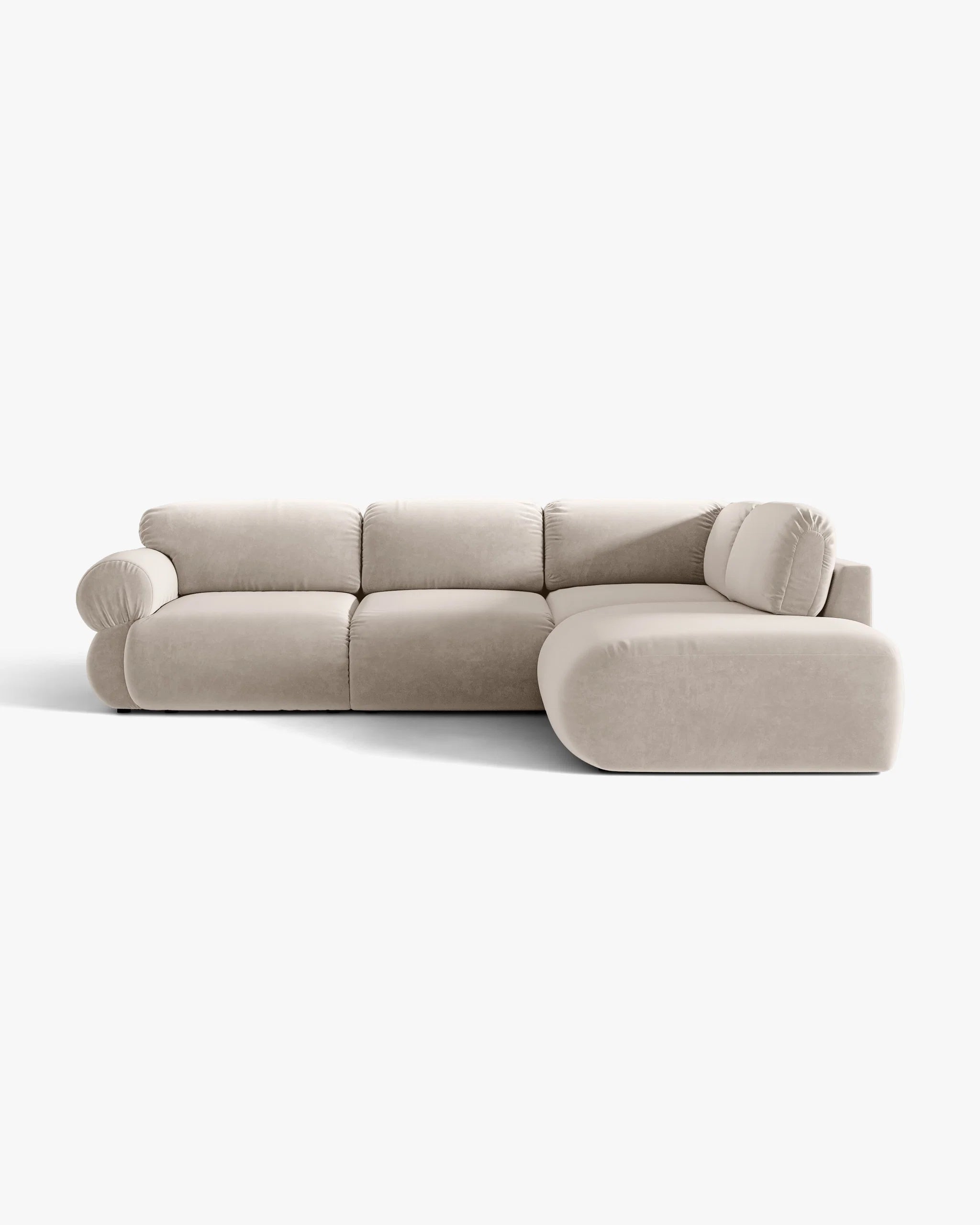Samt-Ecksofa rechts OPHELIA in Beige