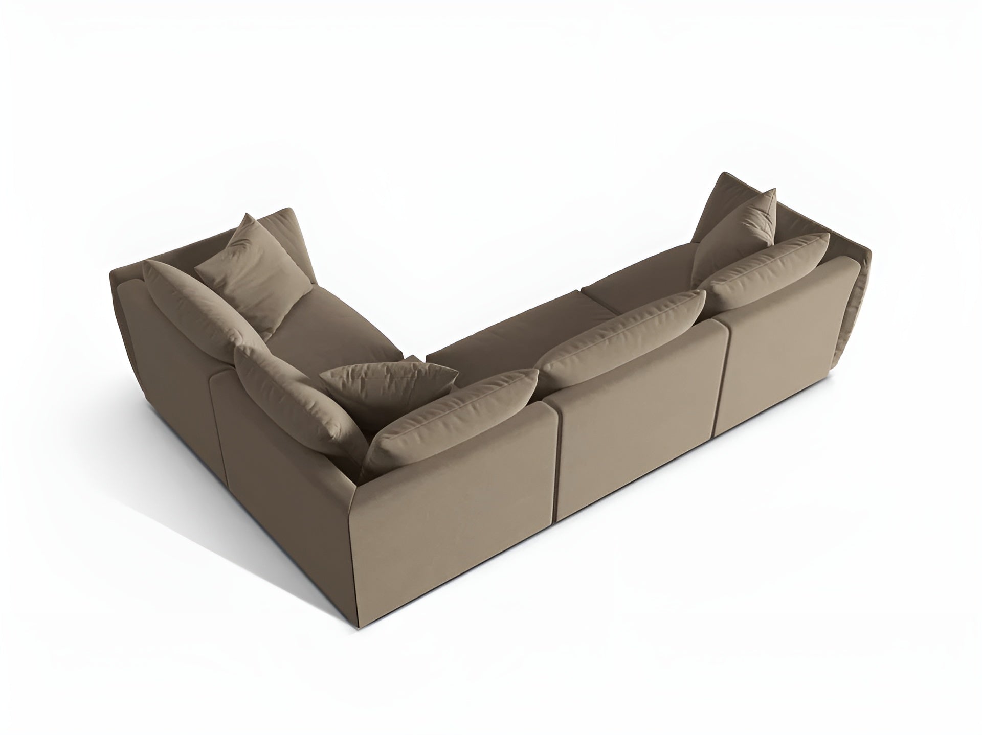 Samt-Ecksofa für 4 Personen rechts CHRIS hellbraun