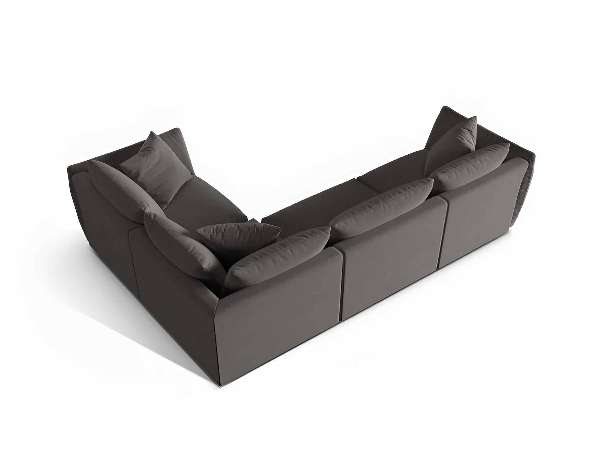 Velvet corner sofa for 4 people right-facing CHRIS dark gray