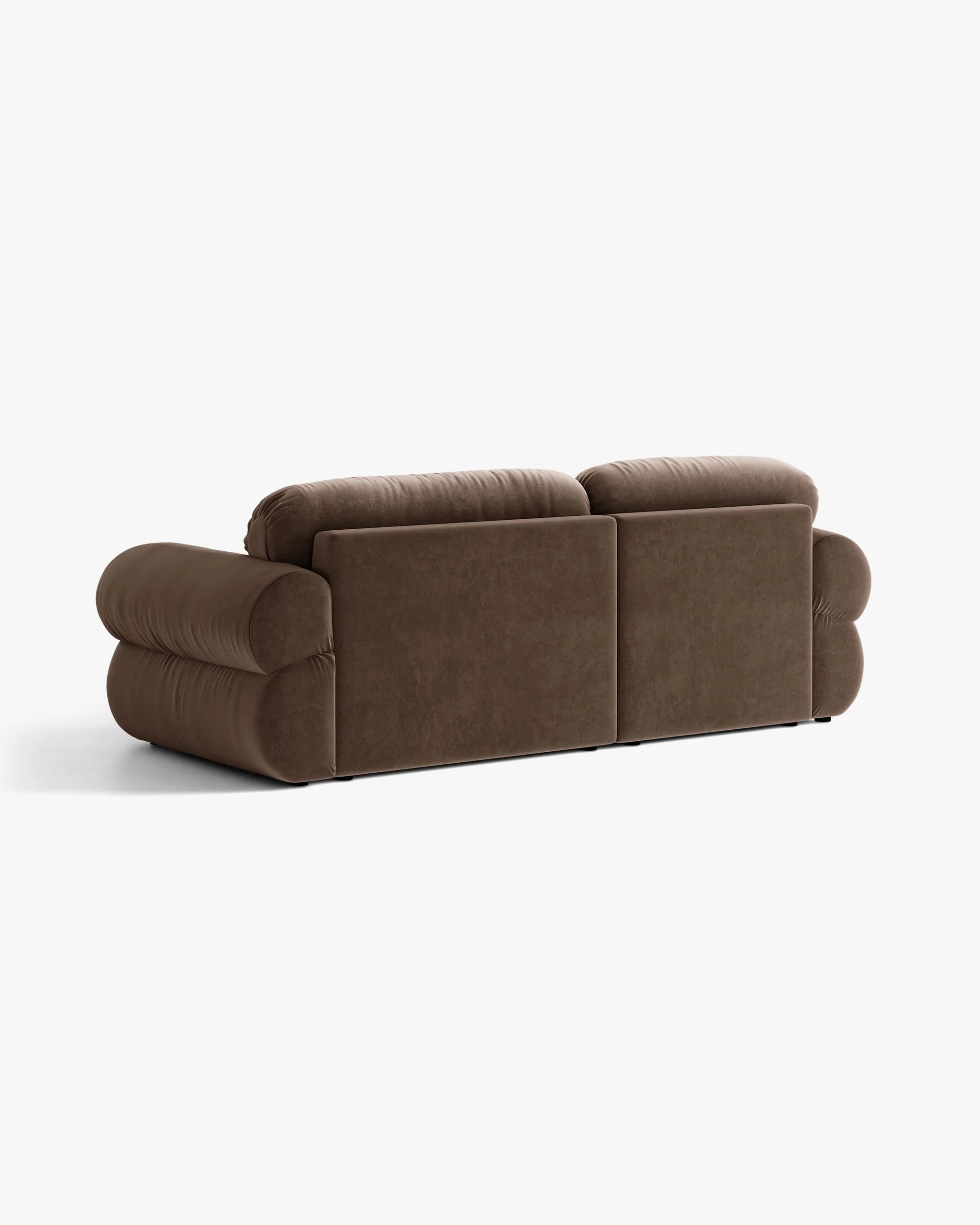 Zweisitzer-Ecksofa aus Samt, rechtsseitig, OPHELIA, schokoladenbraun
