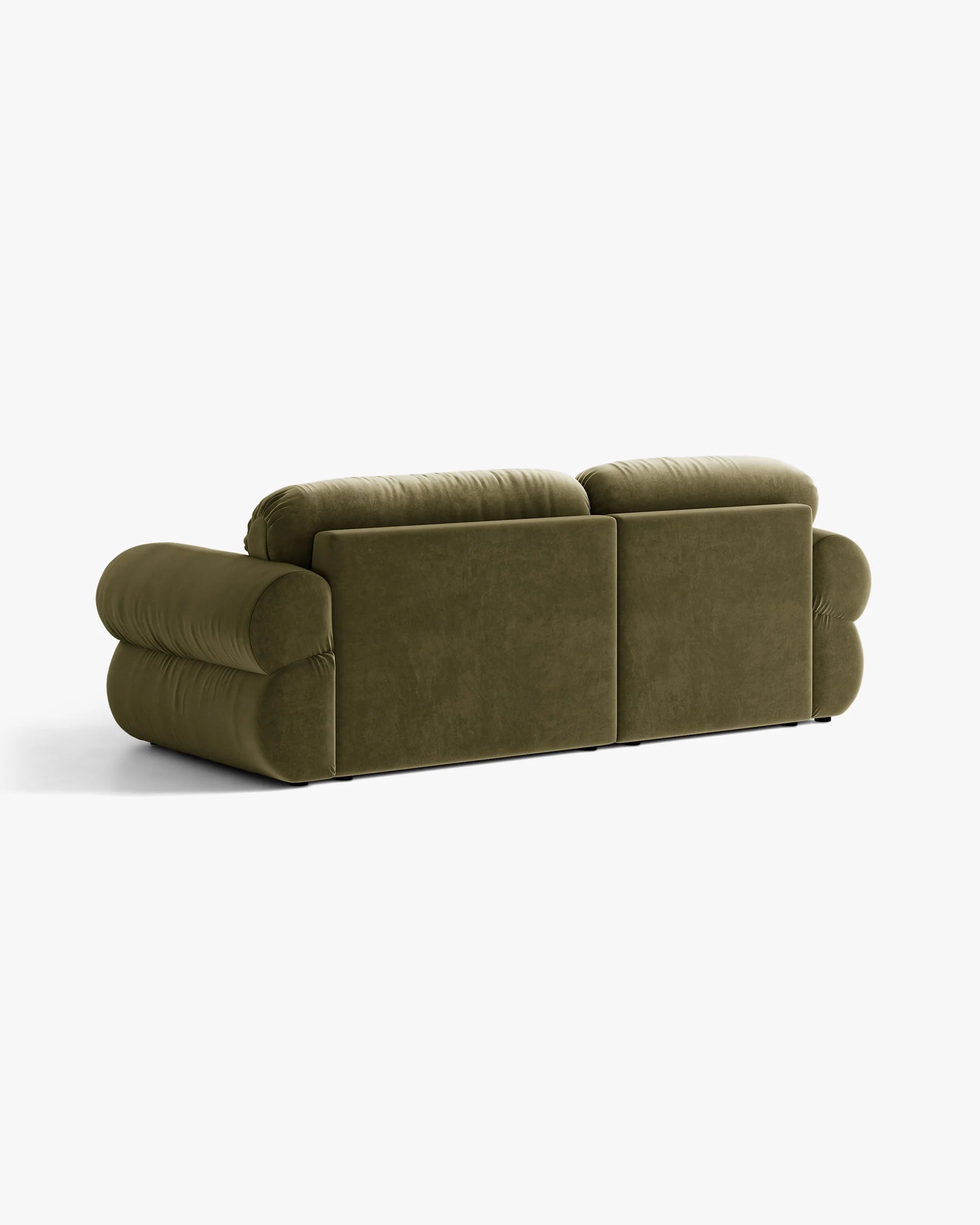 Zweisitzer Samt-Ecksofa rechts OPHELIA olivgrün