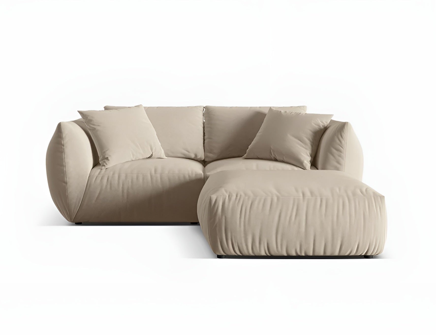 Left-facing velvet corner sofa CHRIS ecru