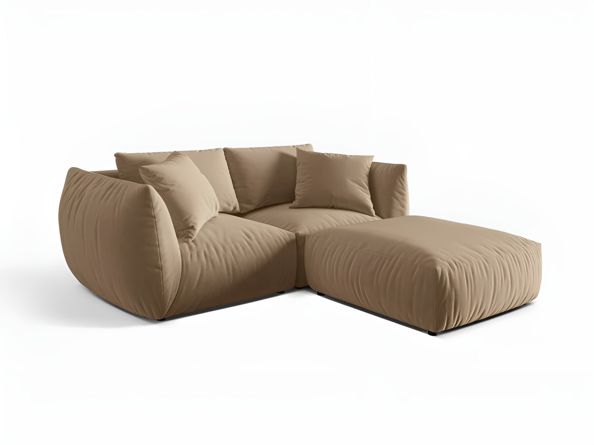 Left-facing velvet corner sofa CHRIS sand