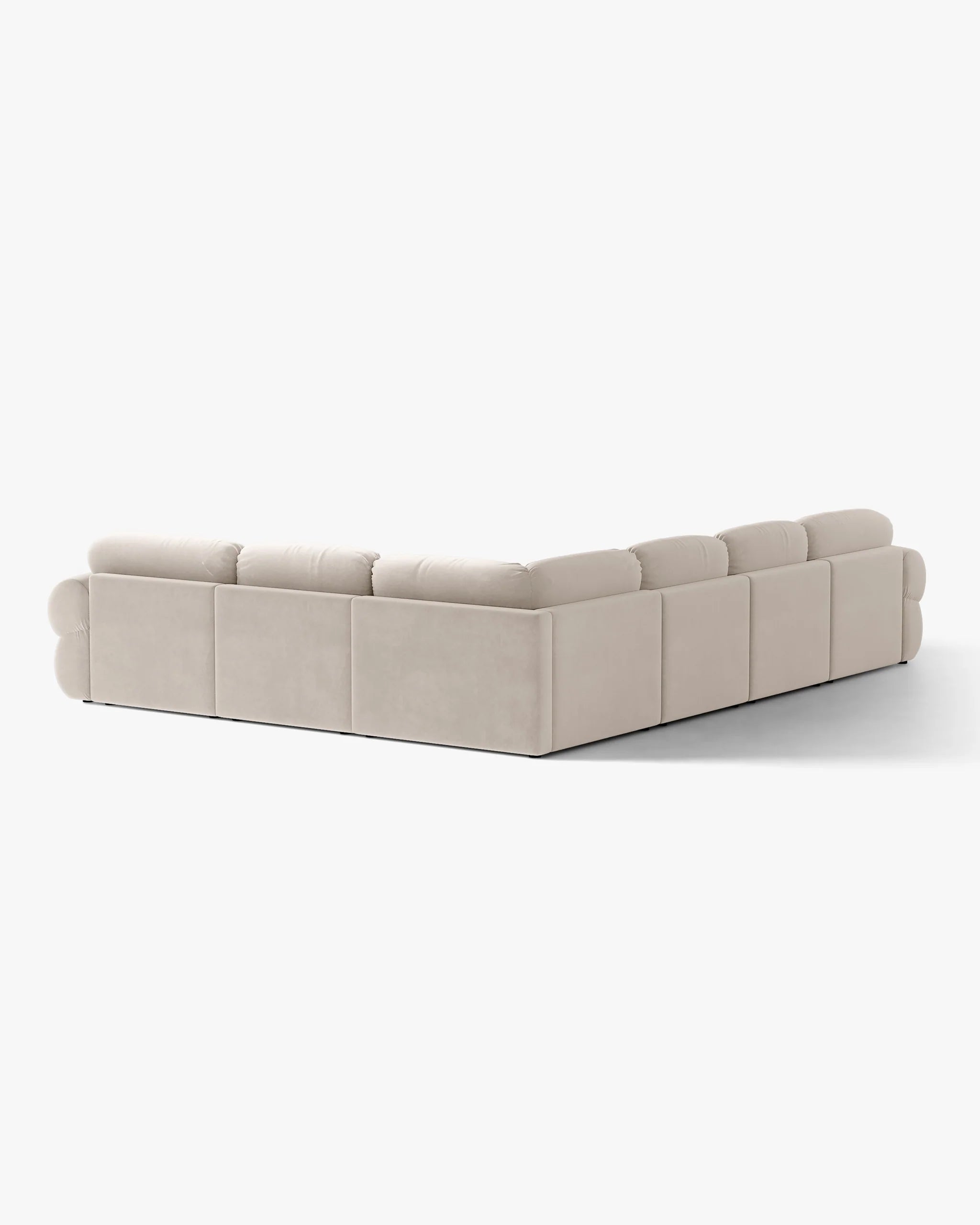 Panoramischer Samt-Ecksofa rechts OPHELIA beige