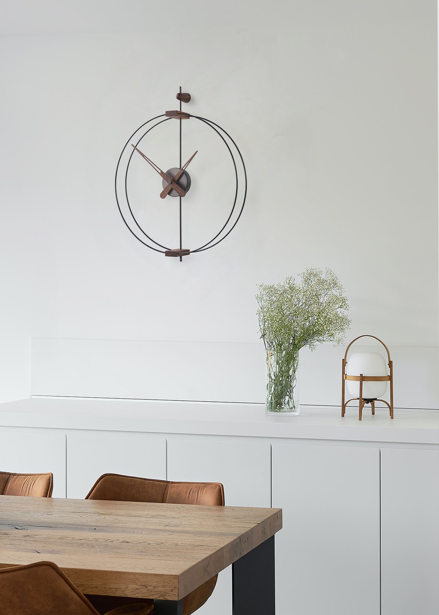 Wall Clock MICRO BARCELONA walnut wood with black and gray