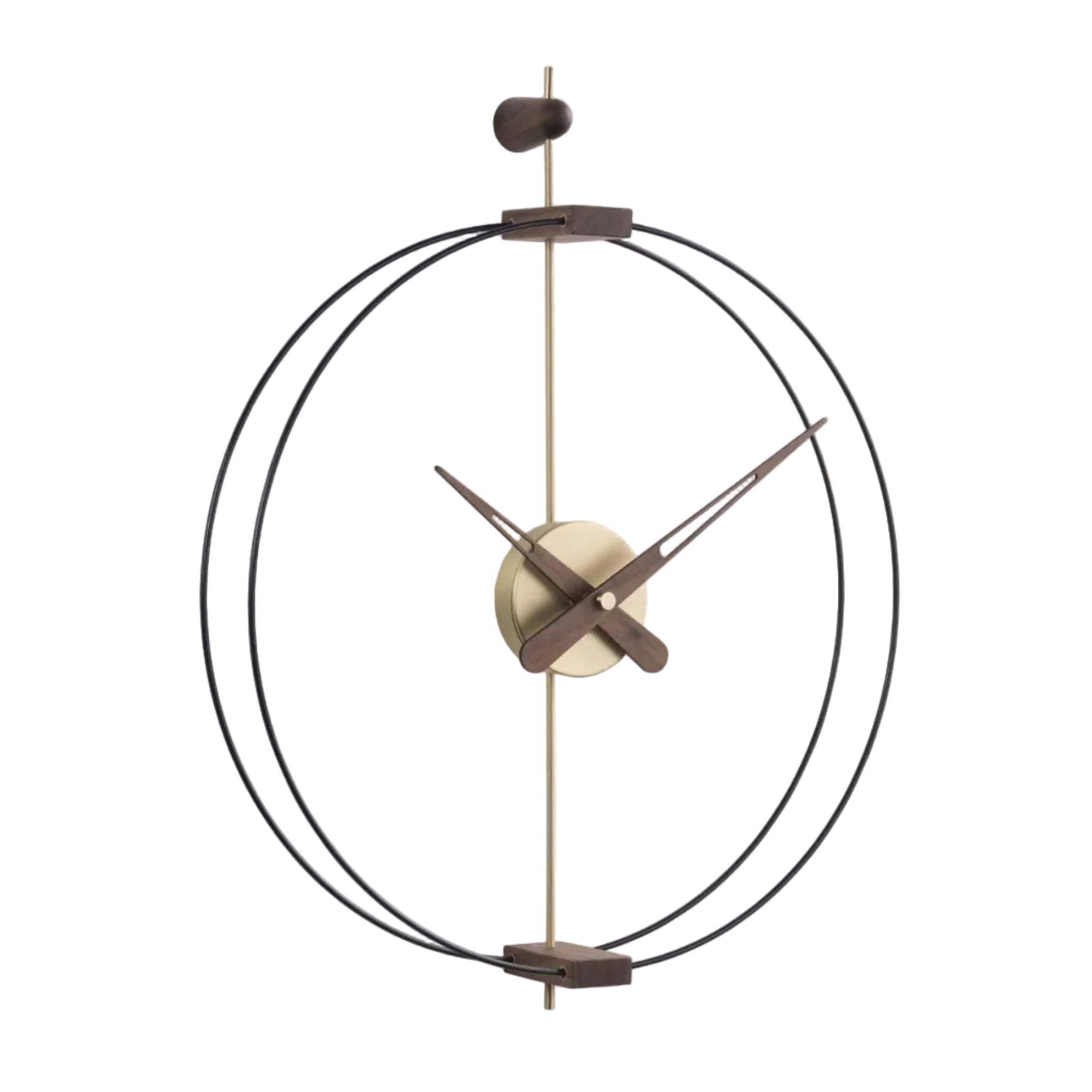 Wall Clock MICRO BARCELONA walnut wood with black and brass