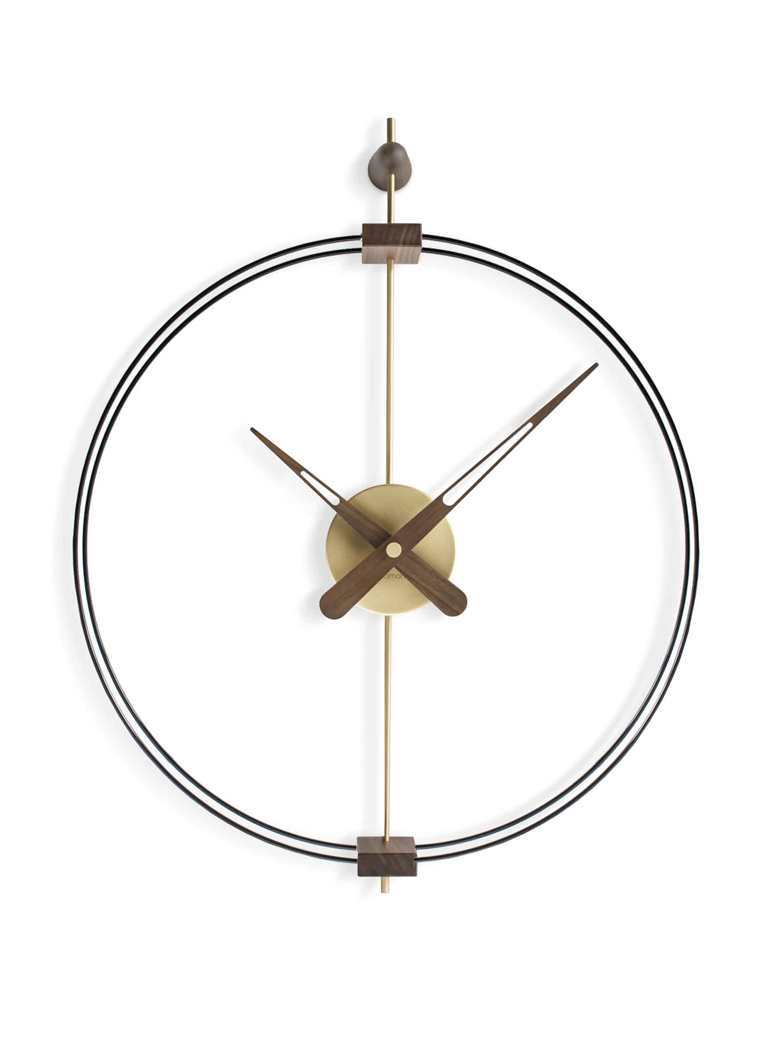 Wall Clock MICRO BARCELONA walnut wood with black and brass