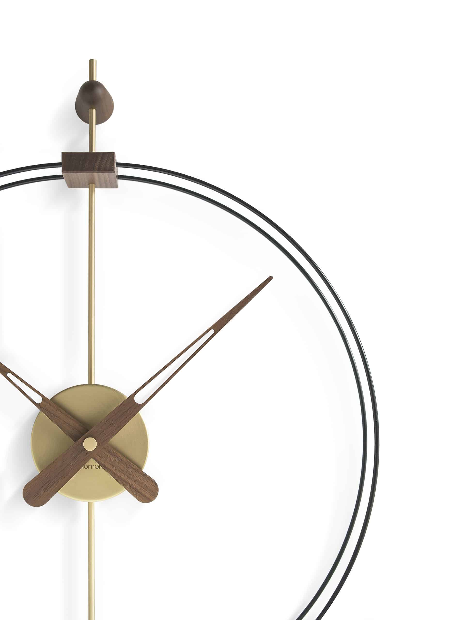 Wall Clock MICRO BARCELONA walnut wood with black and brass