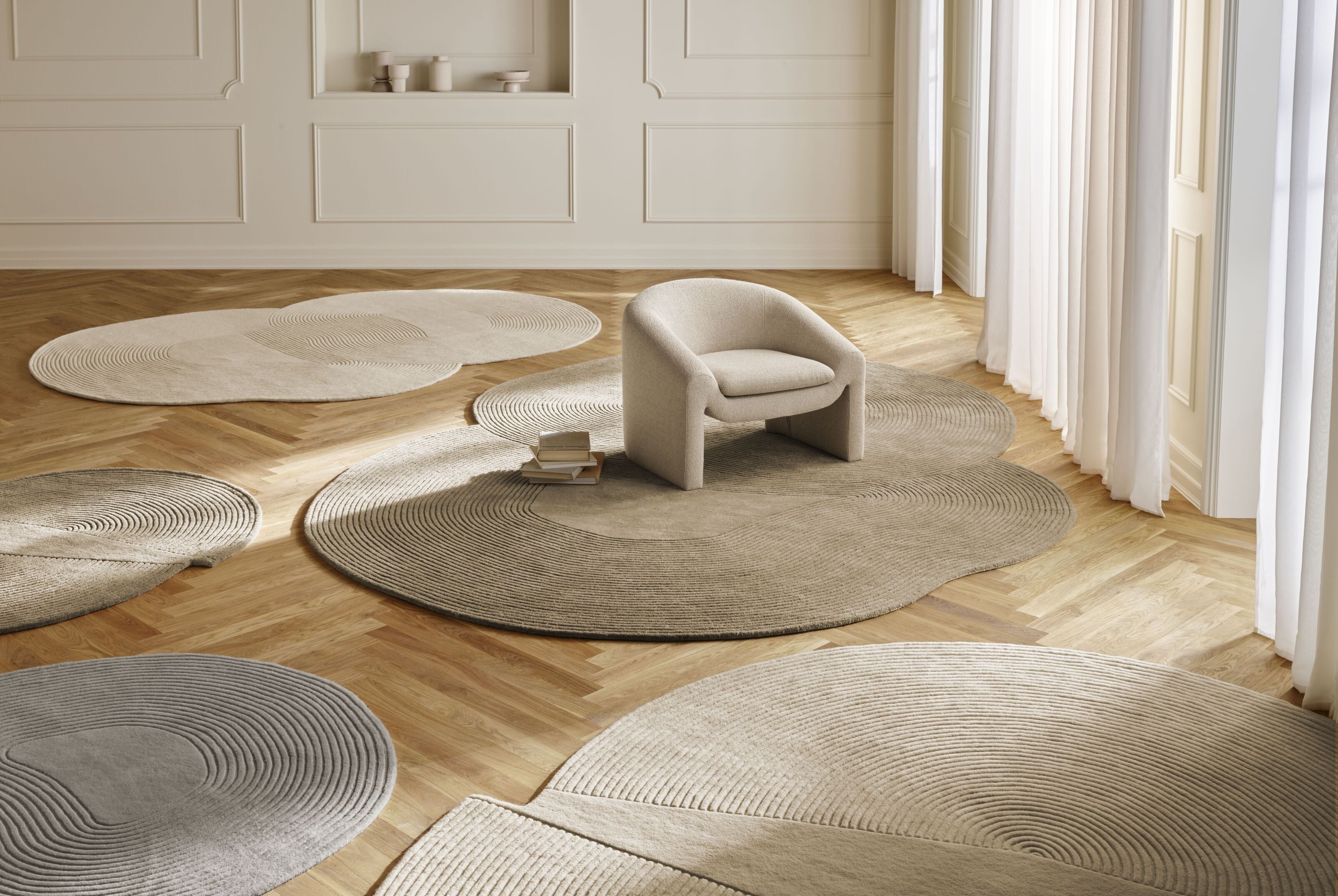 Ovaler Teppich ZEN ROUNDED grau