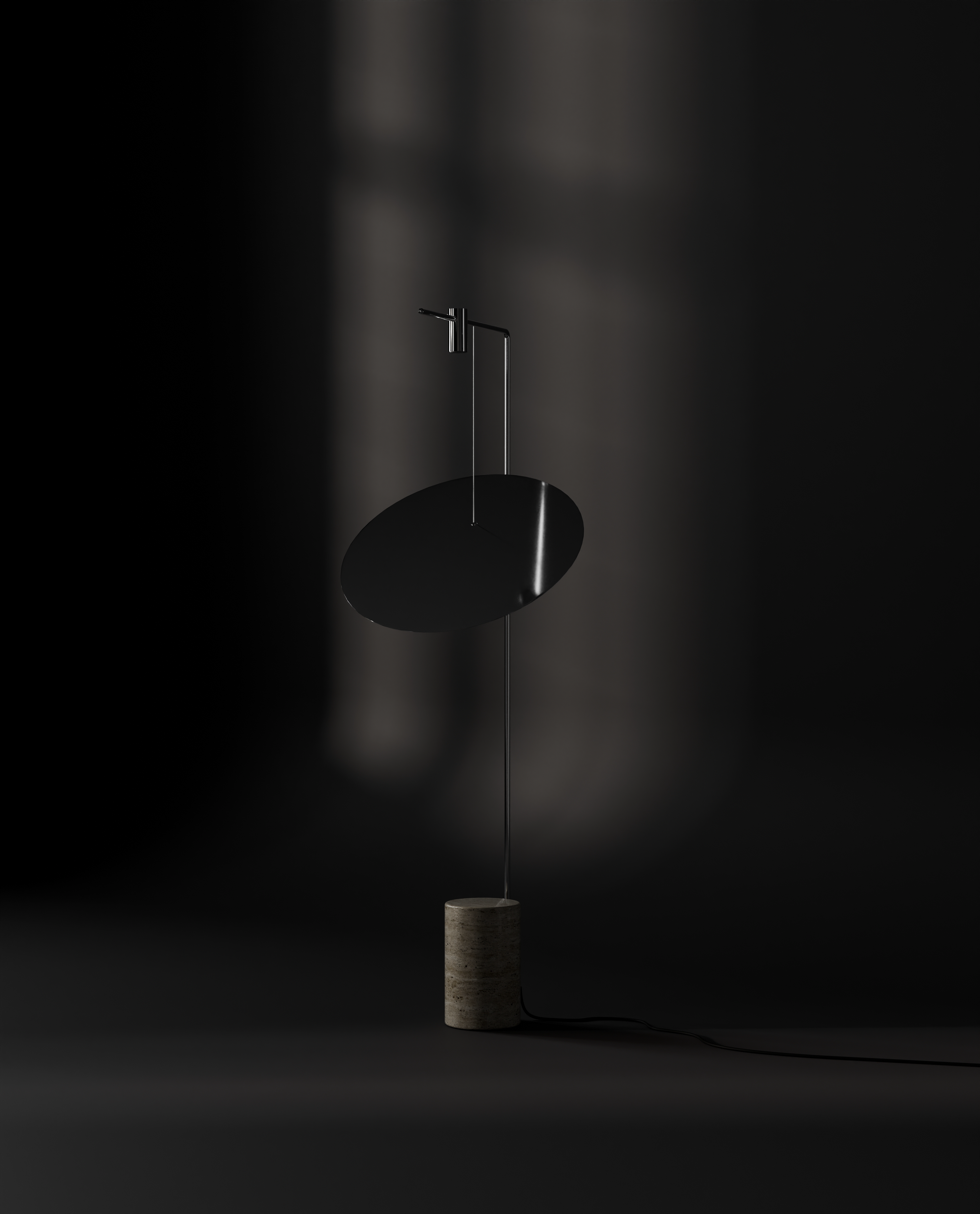 Stehlampe MOON Chrom und Travertin