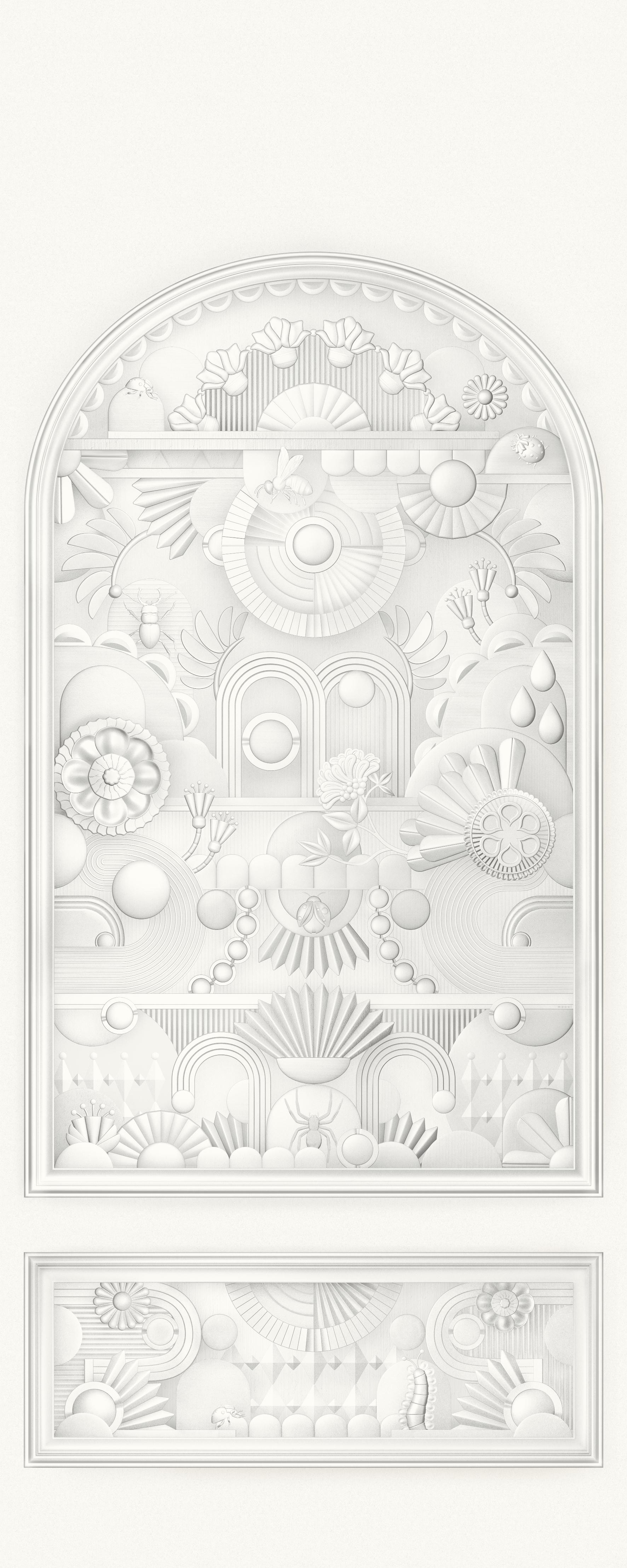 Art Deco Textile Mural in Arch Shape GREENHOUSE GATHERING ARCH Broken White