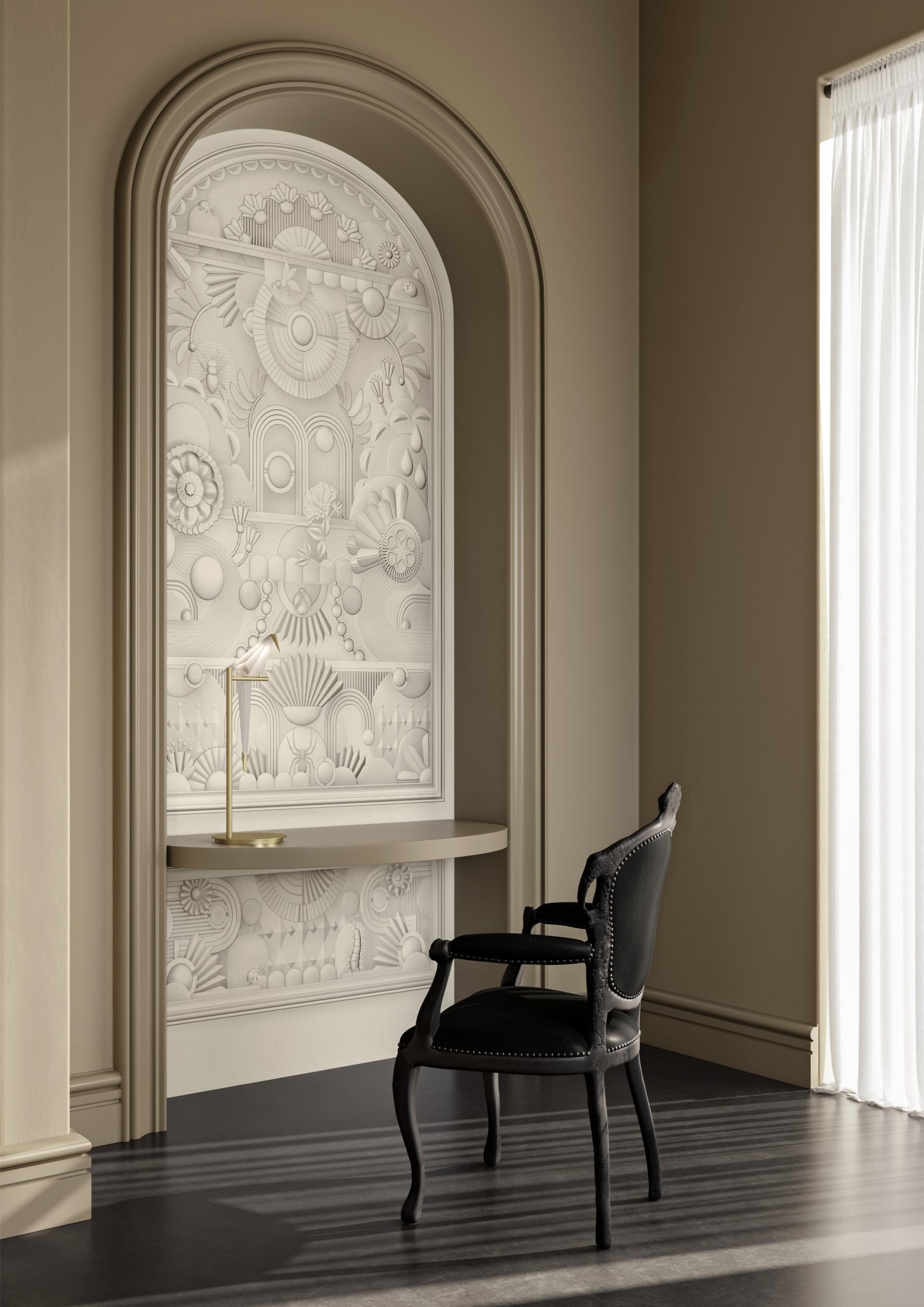 Textilwandbild im Art-Déco-Stil in Bogenform GREENHOUSE GATHERING ARCH dunkelgrün