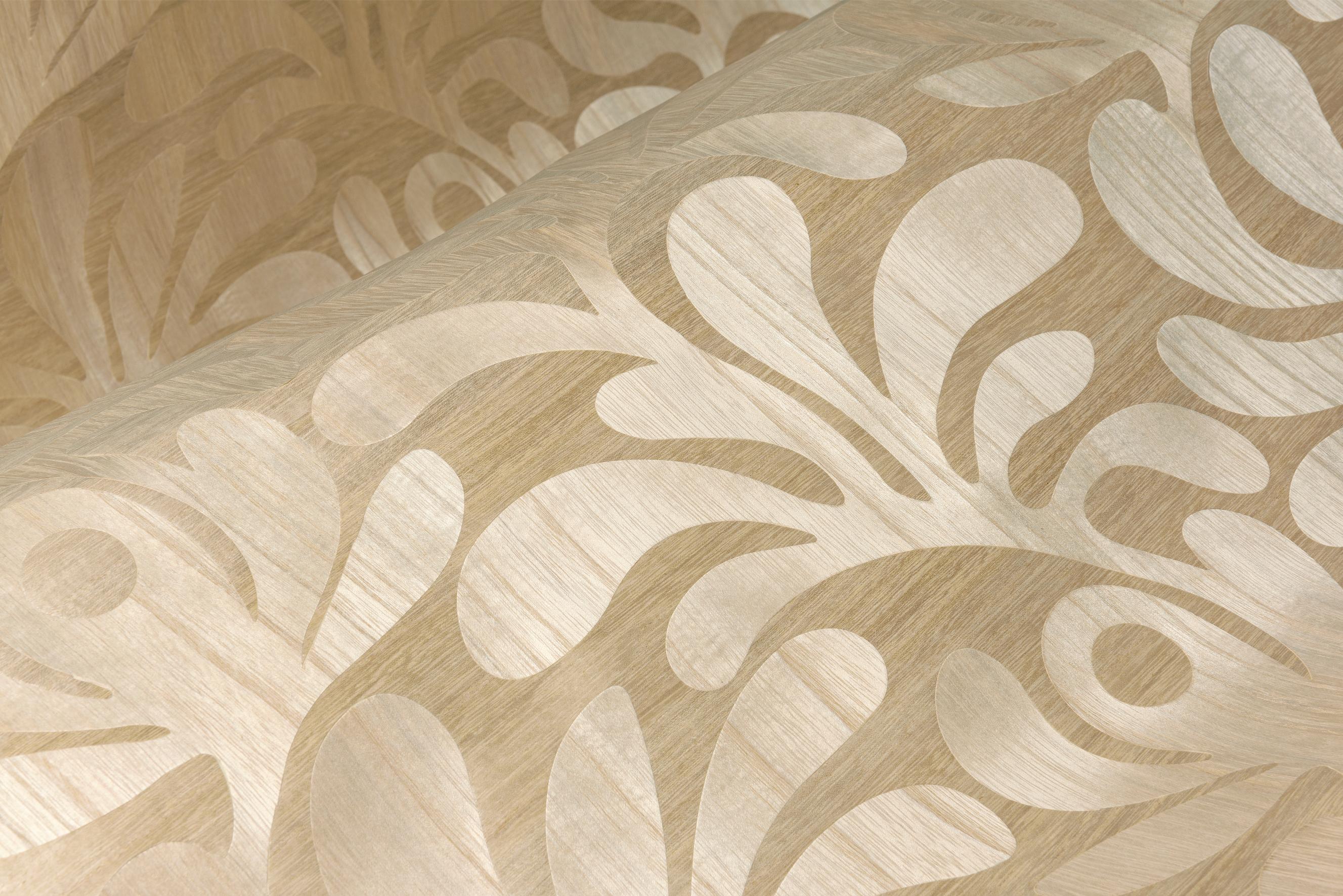 Tapete mit pflanzlichem Blattmotiv WOODBLOCK BEETLE FERN beige