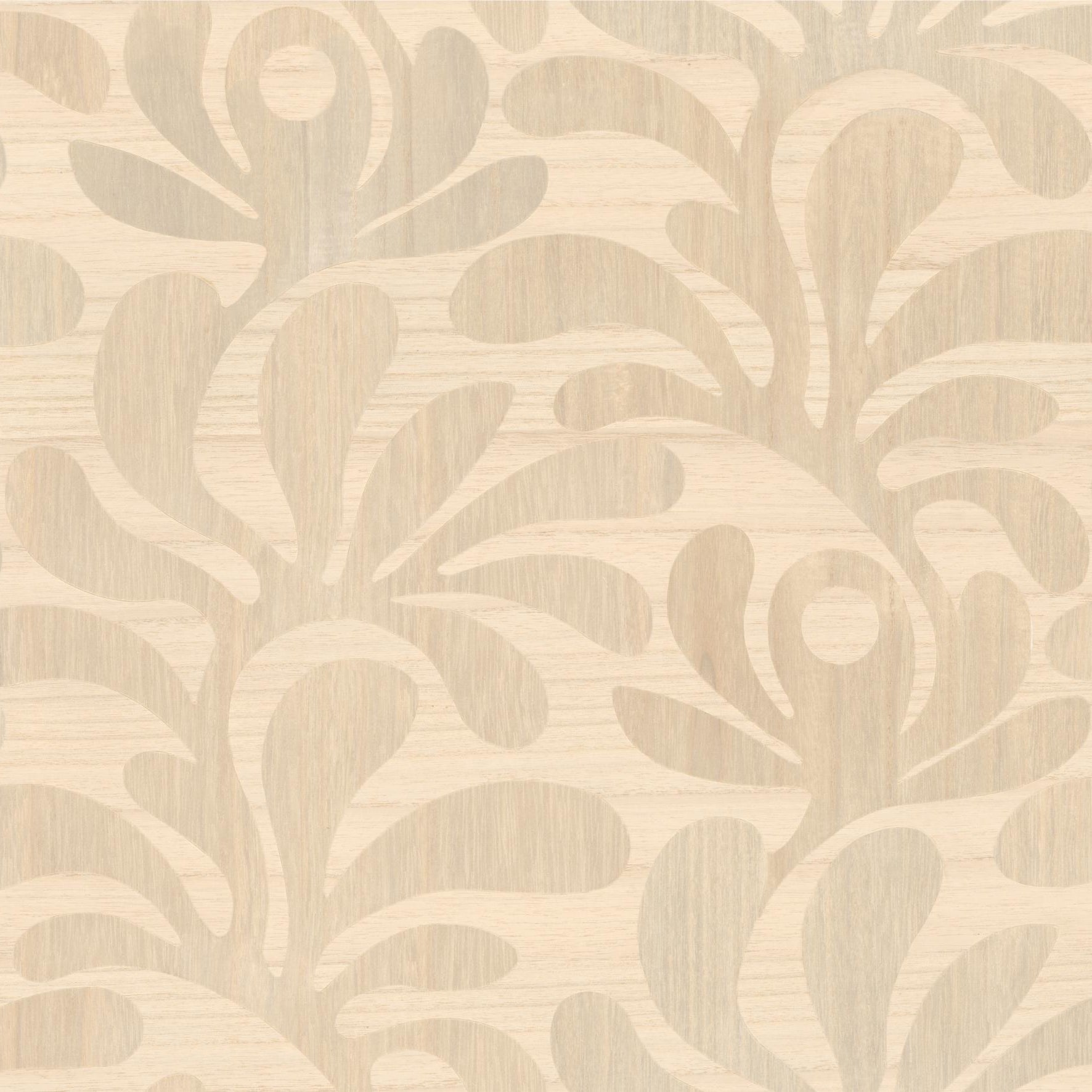 Tapete mit pflanzlichem Blattmotiv WOODBLOCK BEETLE FERN beige