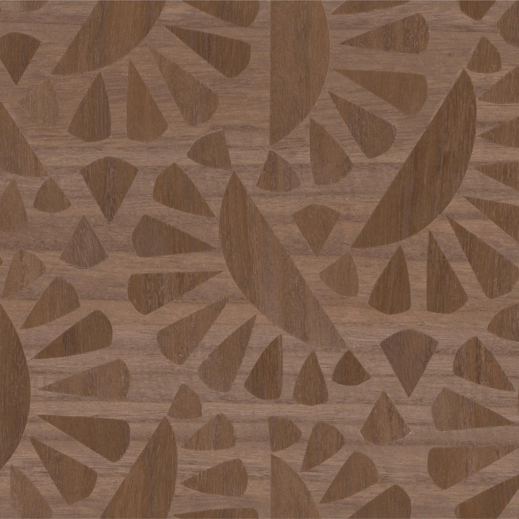 Furnierte Tapete mit geometrischem Muster WOODBLOCK BEETLE FLORA braun