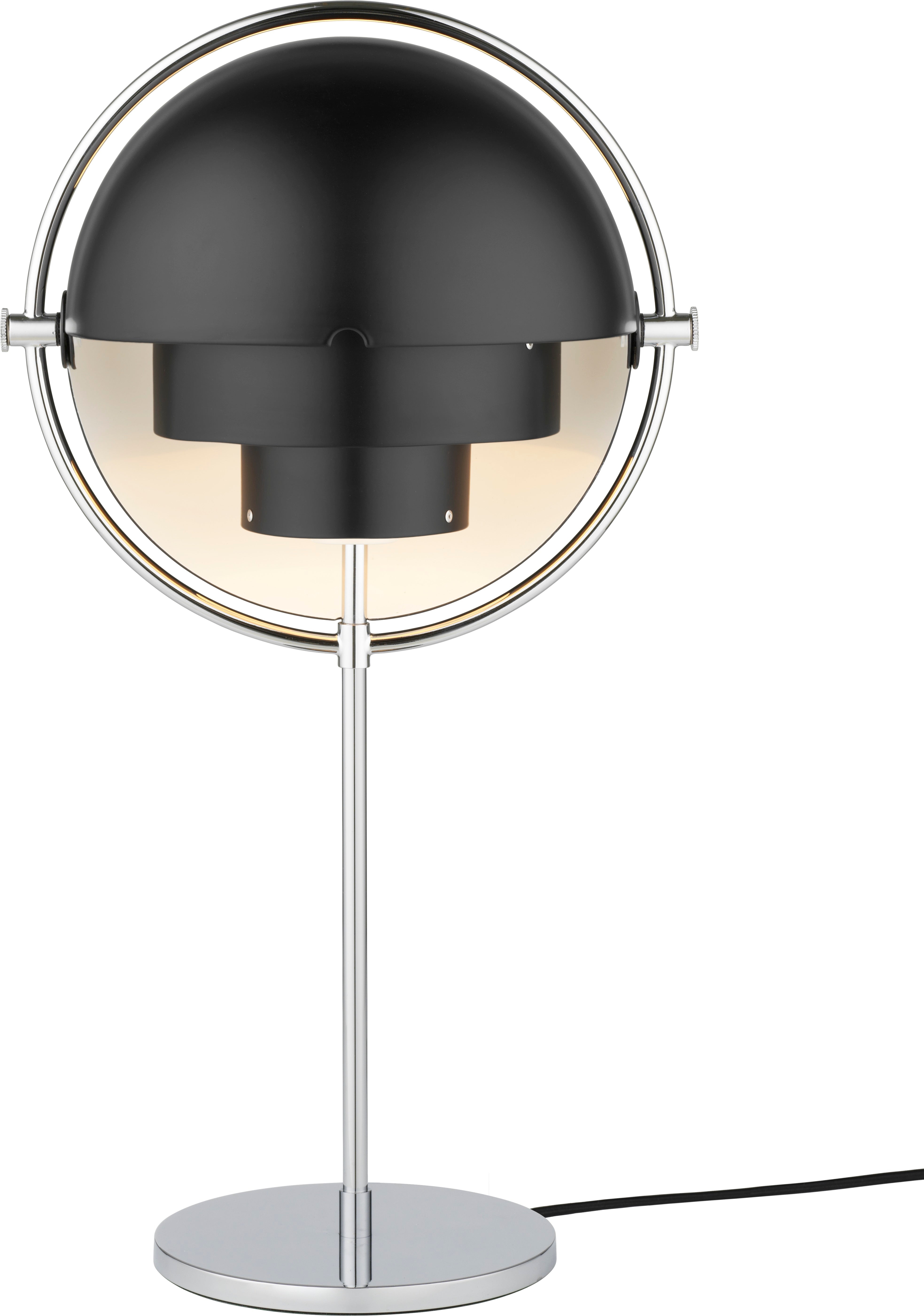 MULTI-LITE schwarze Tischlampe mit Chromfuß